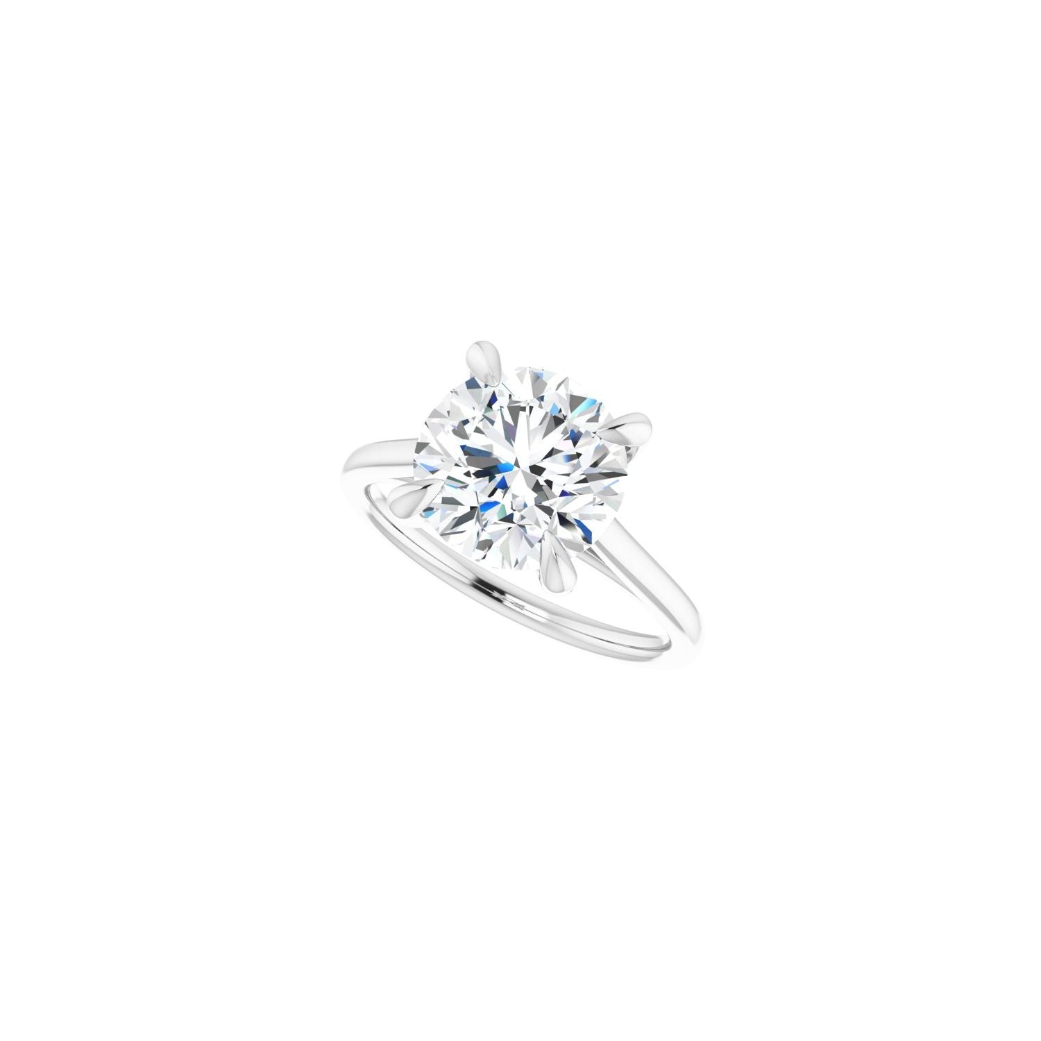 Round Claw-Prong Solitaire Engagement Ring | Metal Type=14K White Gold | Center Stone Size=3 CT | Image 5