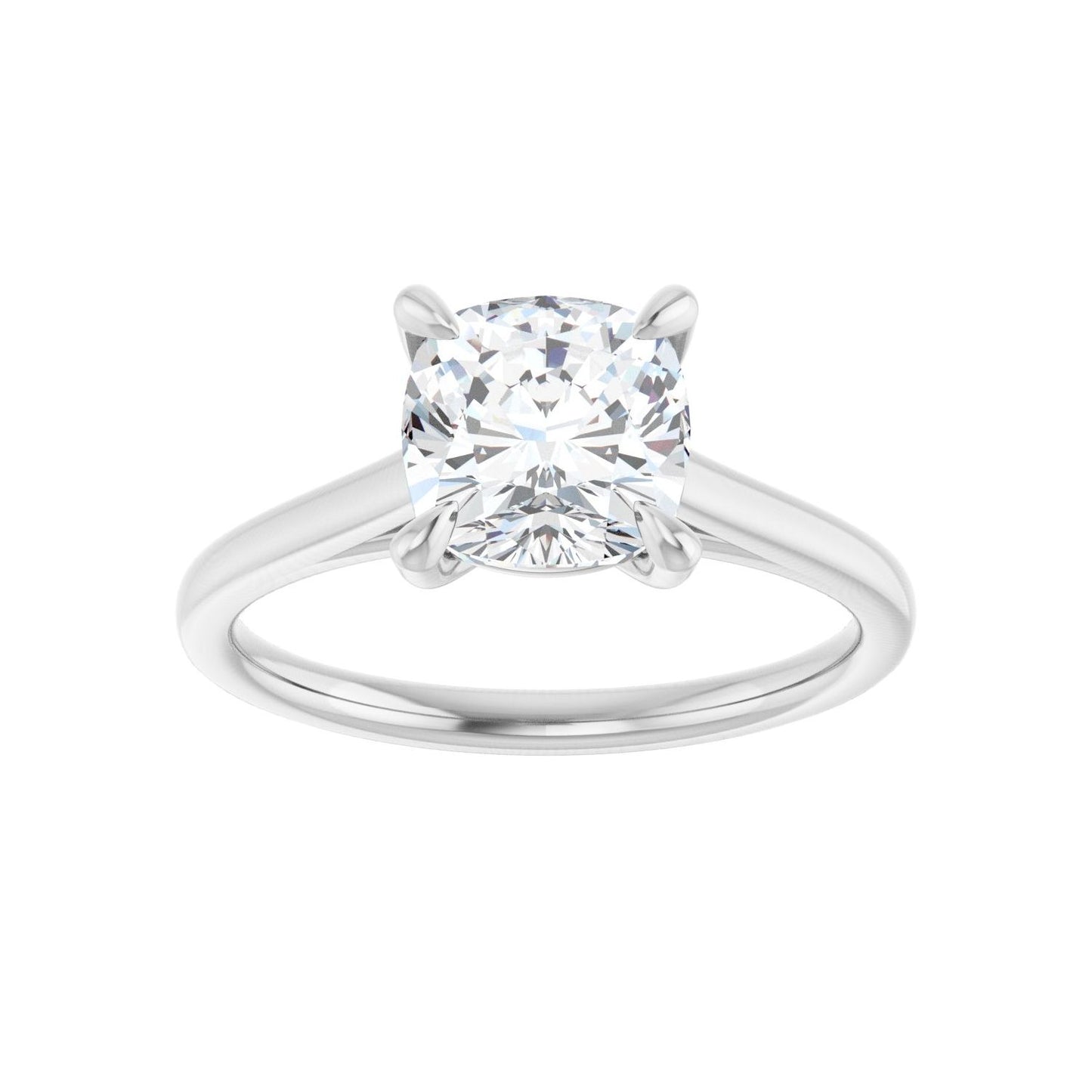 Cushion Claw-Prong Solitaire Engagement Ring | Metal Type=14K White Gold | Center Stone Size=2 CT | Image 3