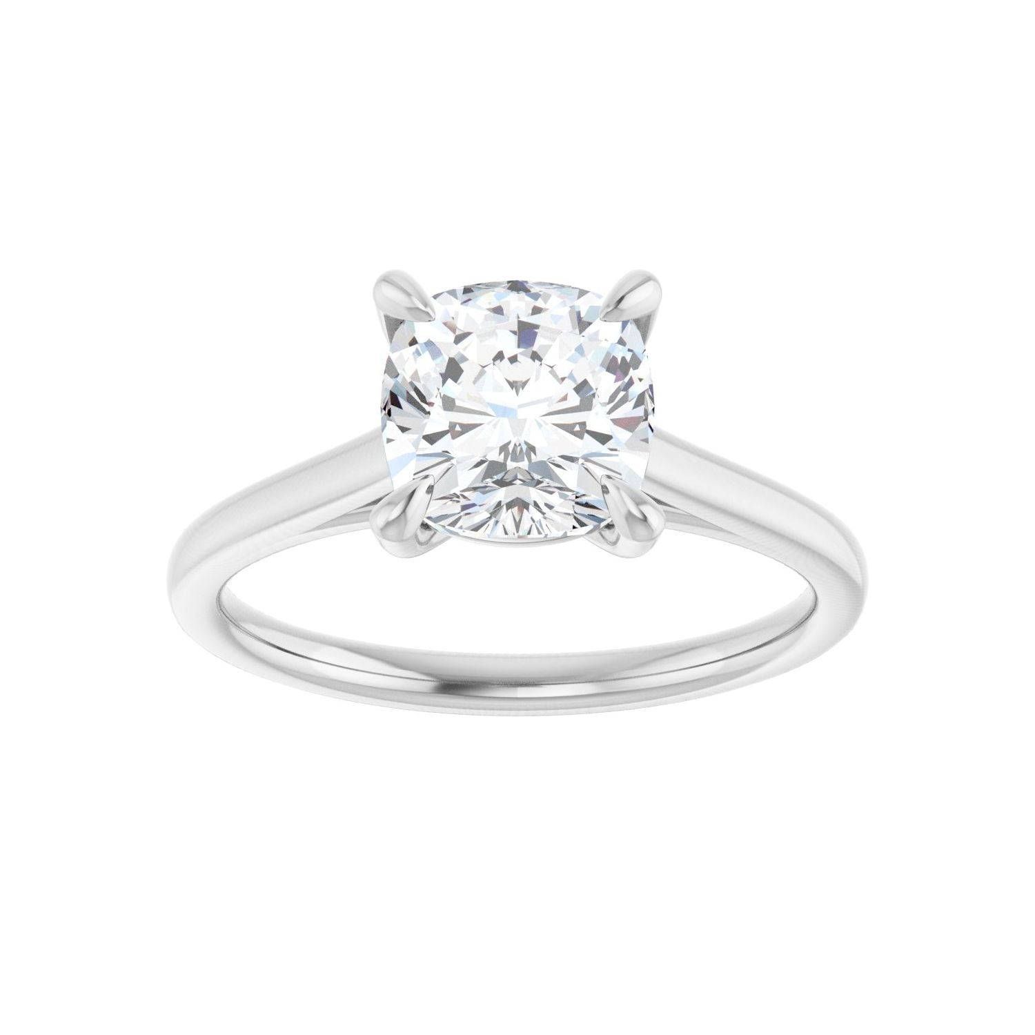 Cushion Claw-Prong Solitaire Engagement Ring | Metal Type=14K White Gold | Center Stone Size=2 CT | Image 3