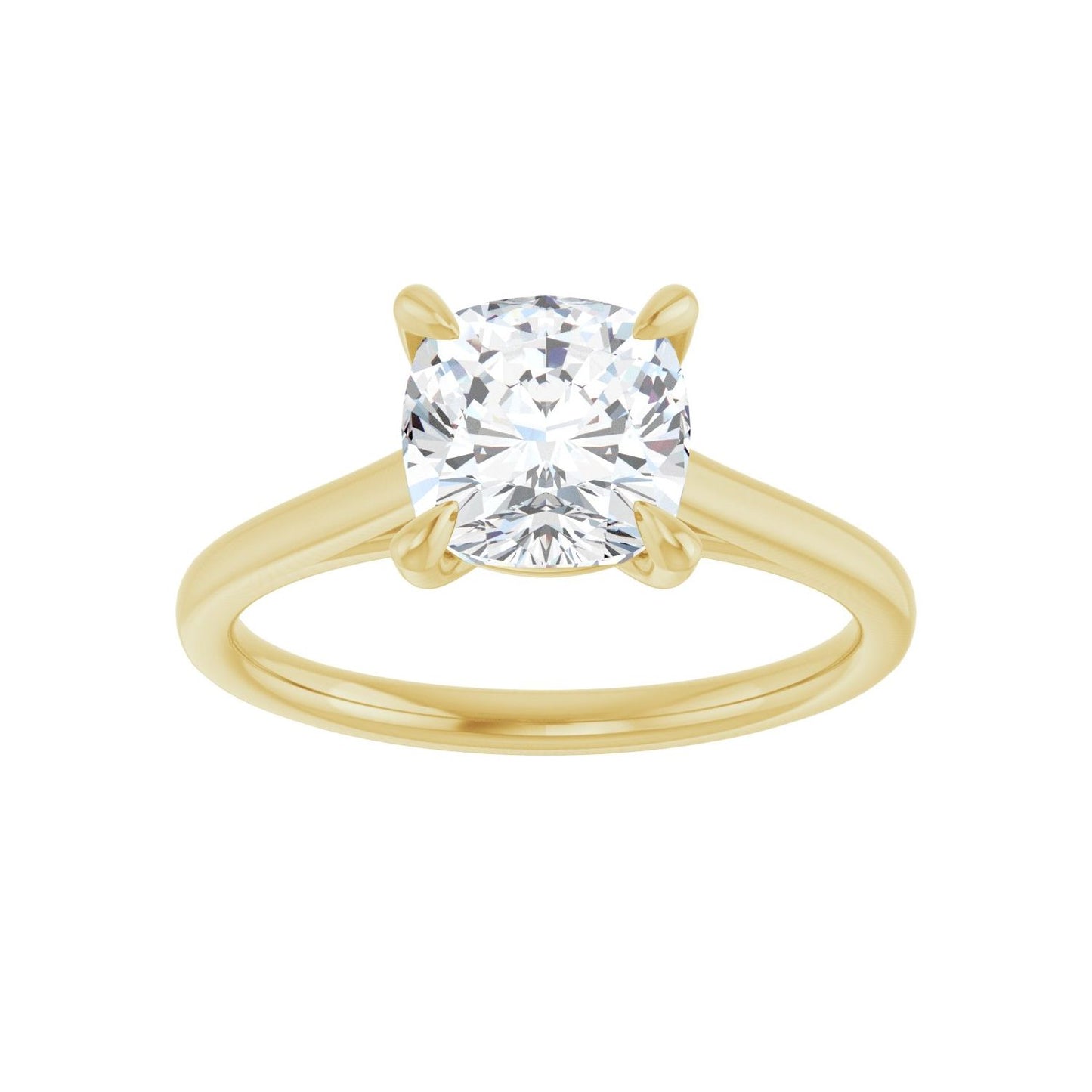Cushion Claw-Prong Solitaire Engagement Ring | Metal Type=14K Yellow Gold | Center Stone Size=2 CT | Image 3