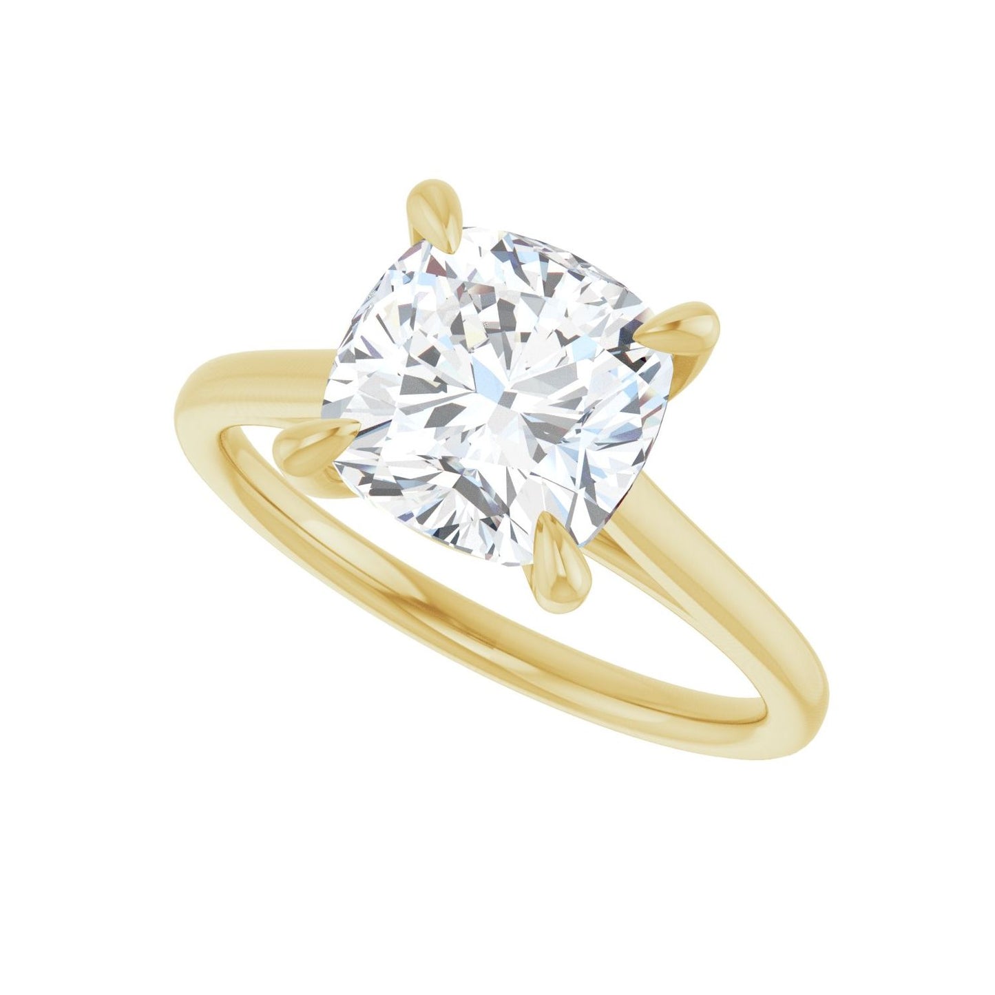 Cushion Claw-Prong Solitaire Engagement Ring | Metal Type=14K Yellow Gold | Center Stone Size=3 CT | Image 5