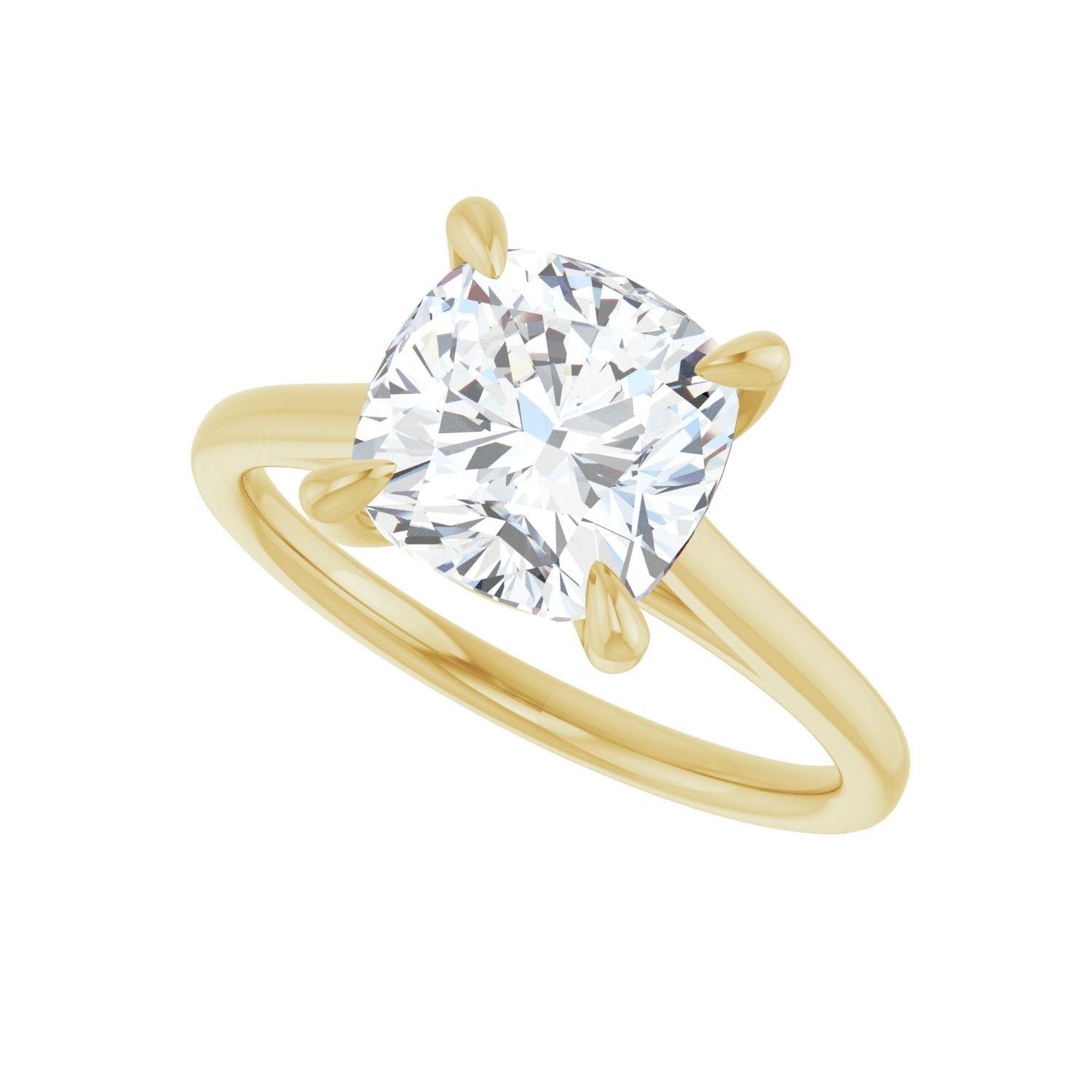 Cushion Claw-Prong Solitaire Engagement Ring | Metal Type=14K Yellow Gold | Center Stone Size=3 CT | Image 5