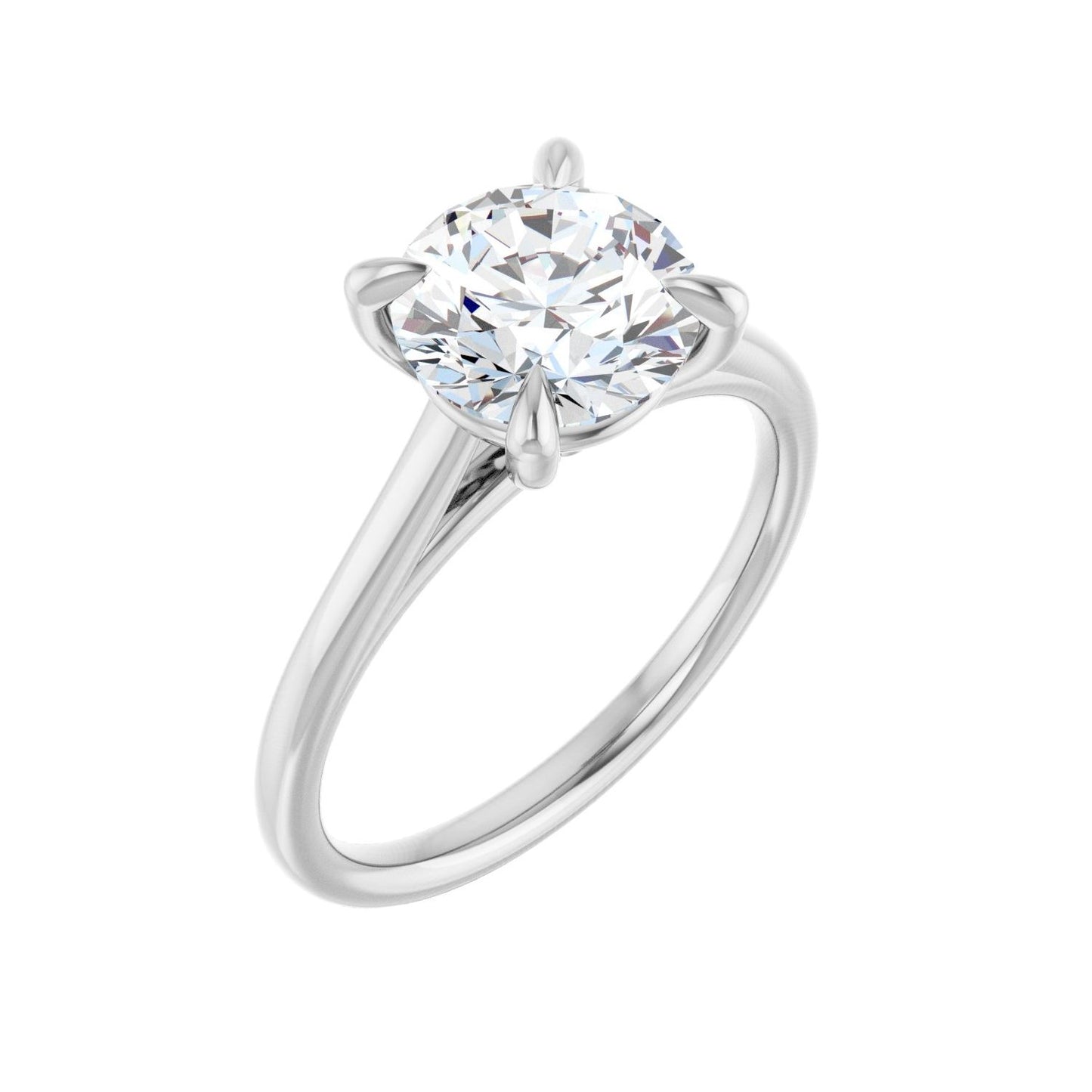 Round Claw-Prong Solitaire Engagement Ring | Metal Type=14K White Gold | Center Stone Size=2 CT | Image 1