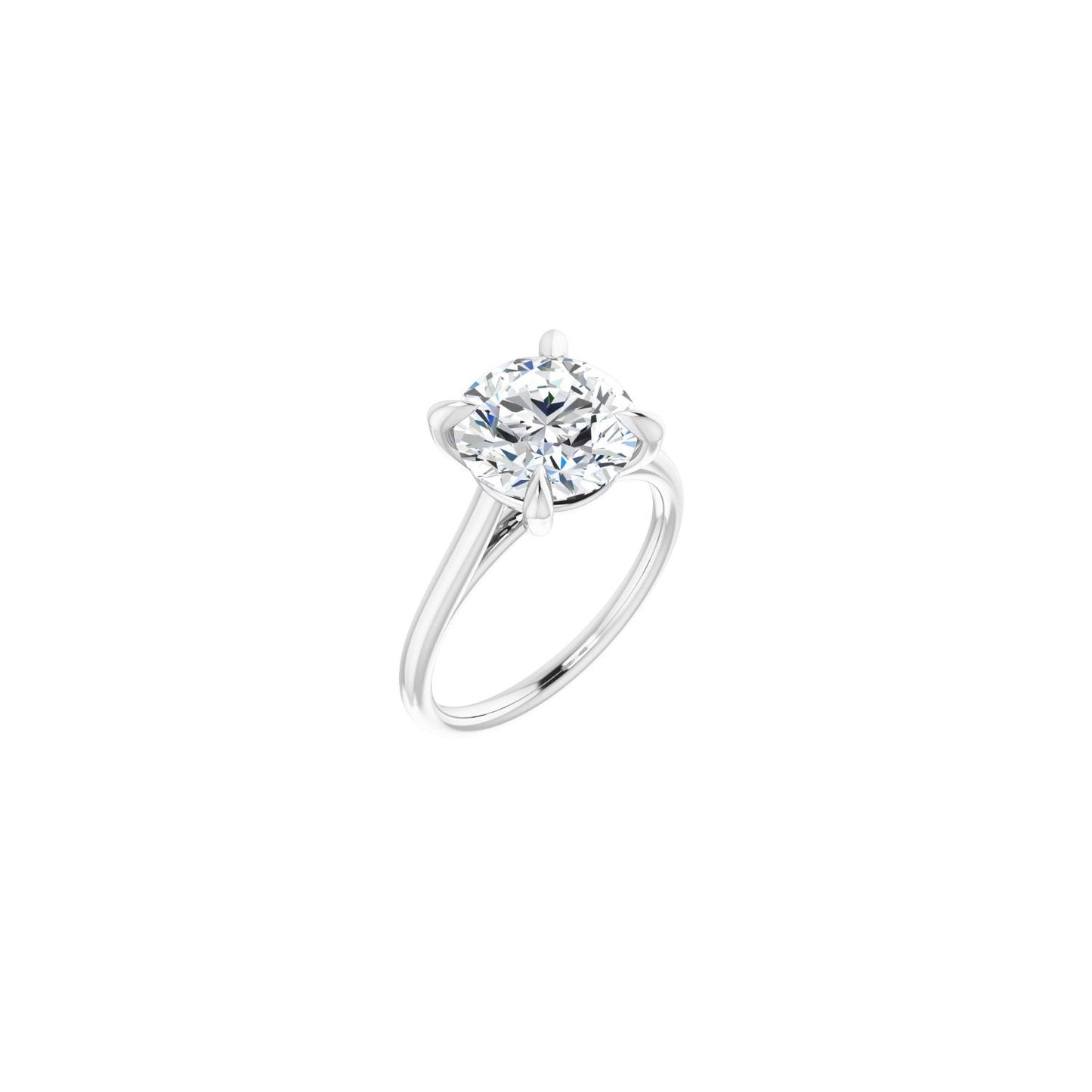 Round Claw-Prong Solitaire Engagement Ring | Metal Type=14K White Gold | Center Stone Size=3 CT | Image 1