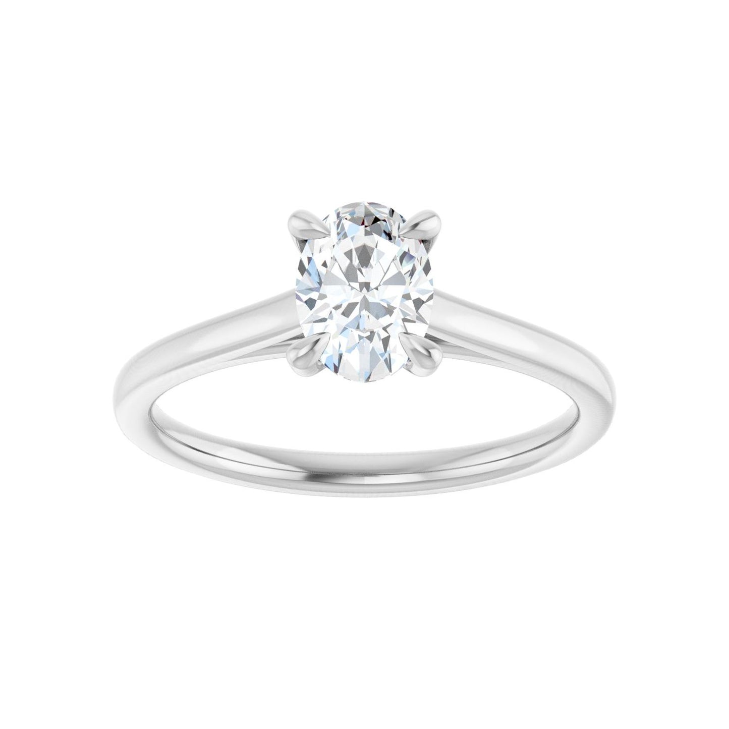 Oval Claw-Prong Solitaire Engagement Ring | Metal Type=14K White Gold | Center Stone Size=1 CT | Image 3