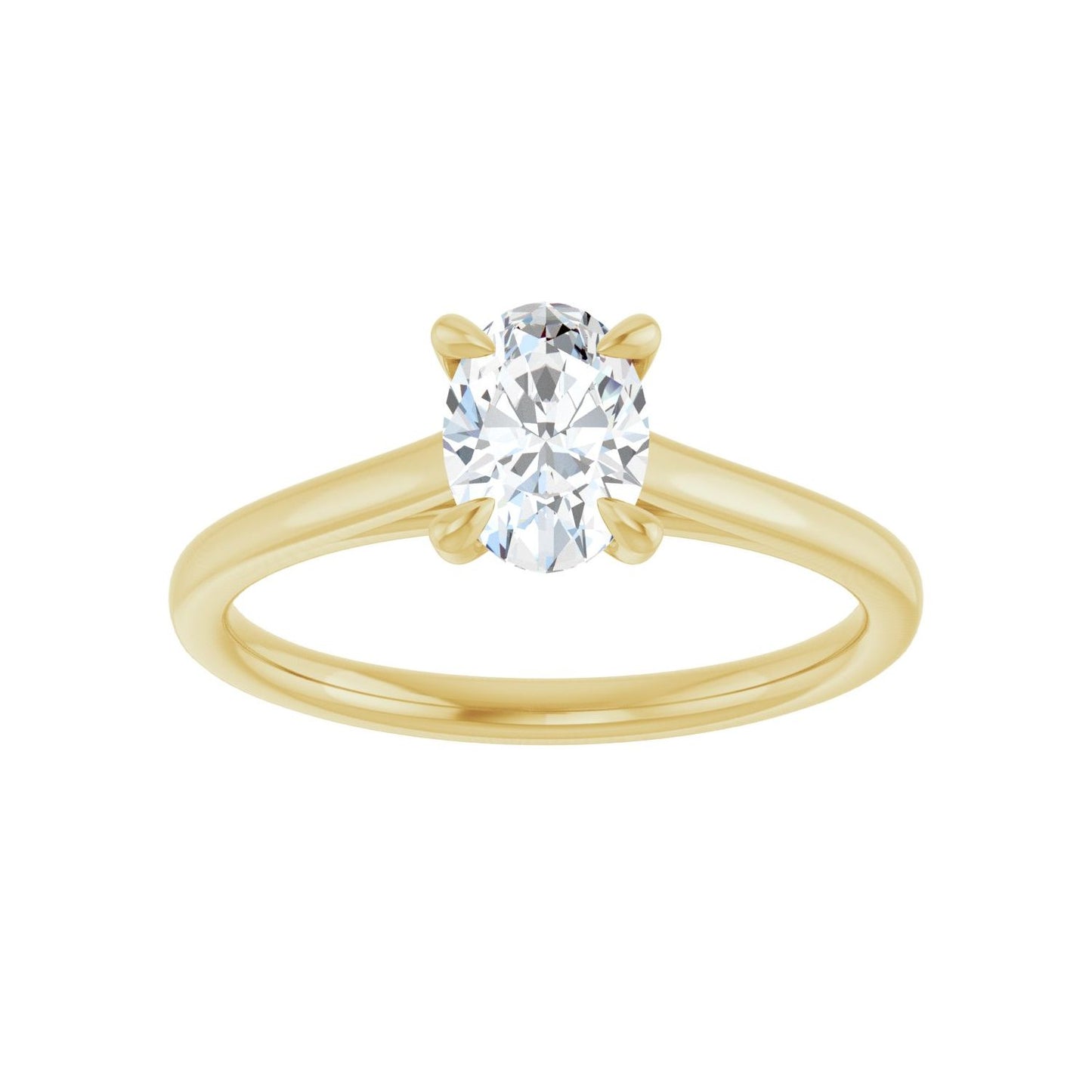 Oval Claw-Prong Solitaire Engagement Ring | Metal Type=14K Yellow Gold | Center Stone Size=1 CT | Image 3