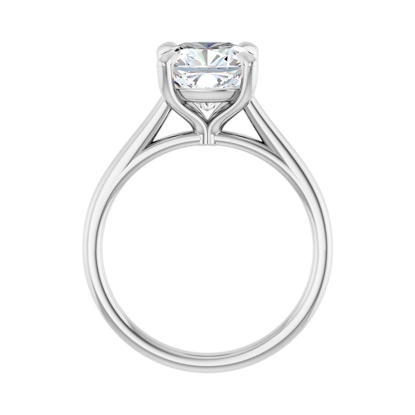 Cushion Claw-Prong Solitaire Engagement Ring | Metal Type=14K White Gold | Center Stone Size=3 CT | Image 2