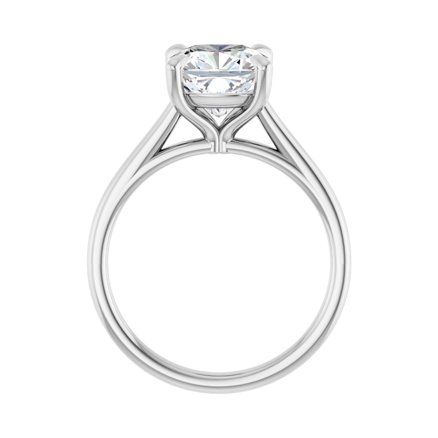 Cushion Claw-Prong Solitaire Engagement Ring | Metal Type=14K White Gold | Center Stone Size=3 CT | Image 2