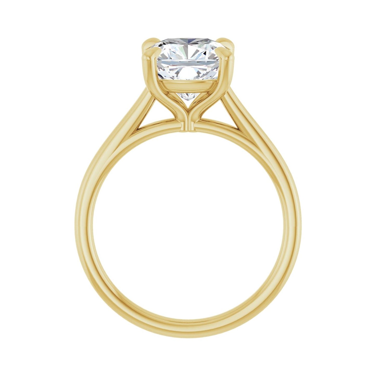 Cushion Claw-Prong Solitaire Engagement Ring | Metal Type=14K Yellow Gold | Center Stone Size=3 CT | Image 2