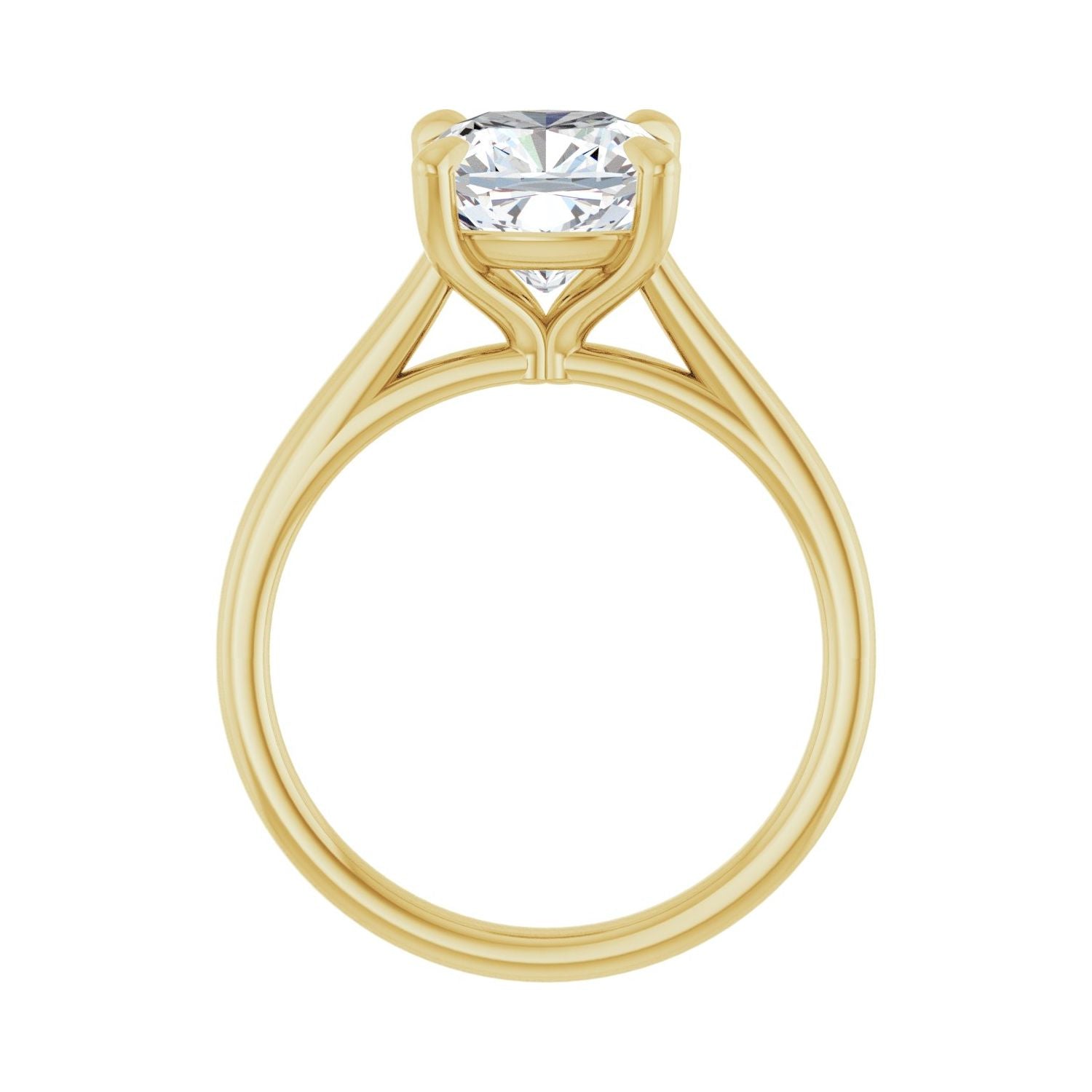 Cushion Claw-Prong Solitaire Engagement Ring | Metal Type=14K Yellow Gold | Center Stone Size=3 CT | Image 2