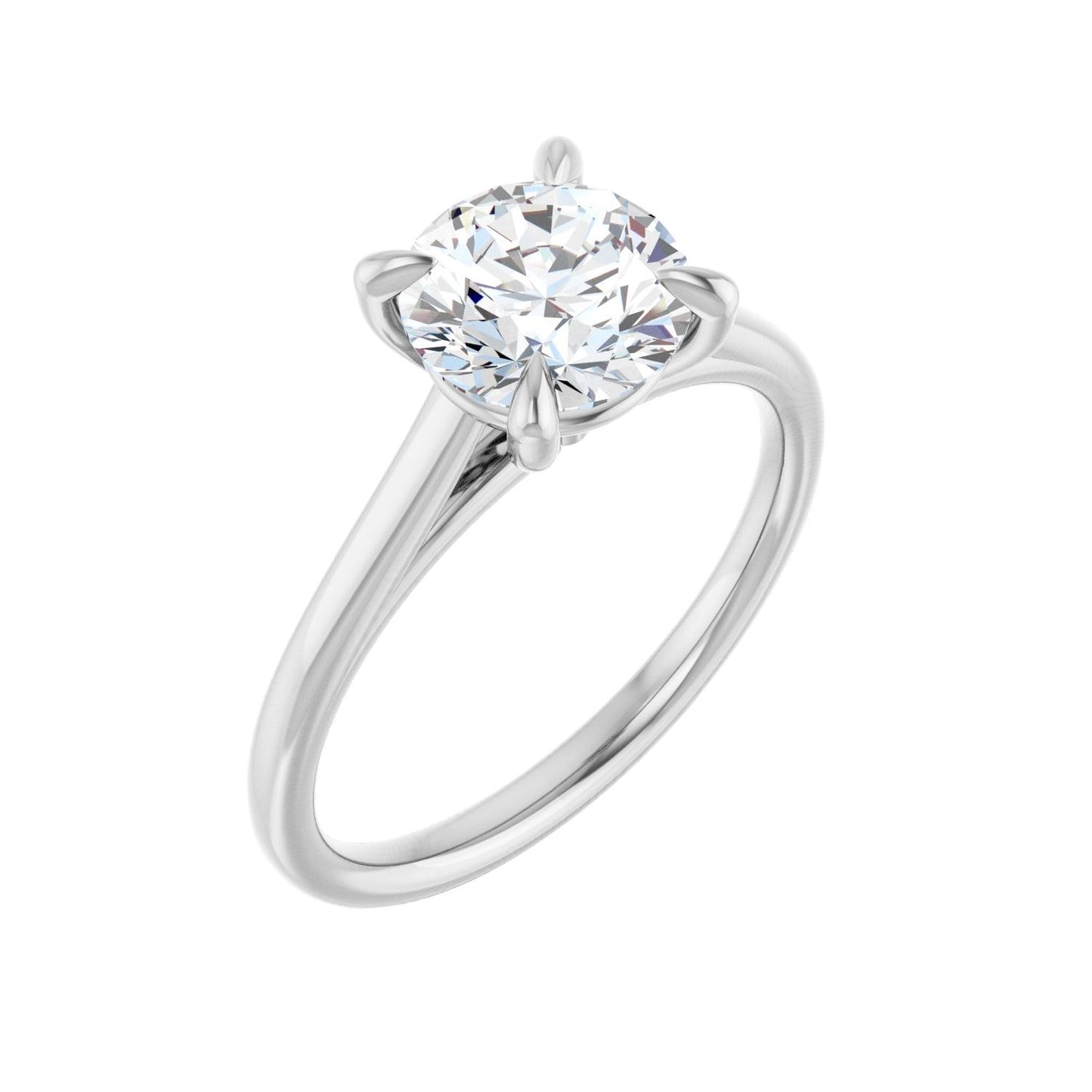 Round Claw-Prong Solitaire Engagement Ring | Metal Type=14K White Gold | Center Stone Size=1.5 CT | Image 1