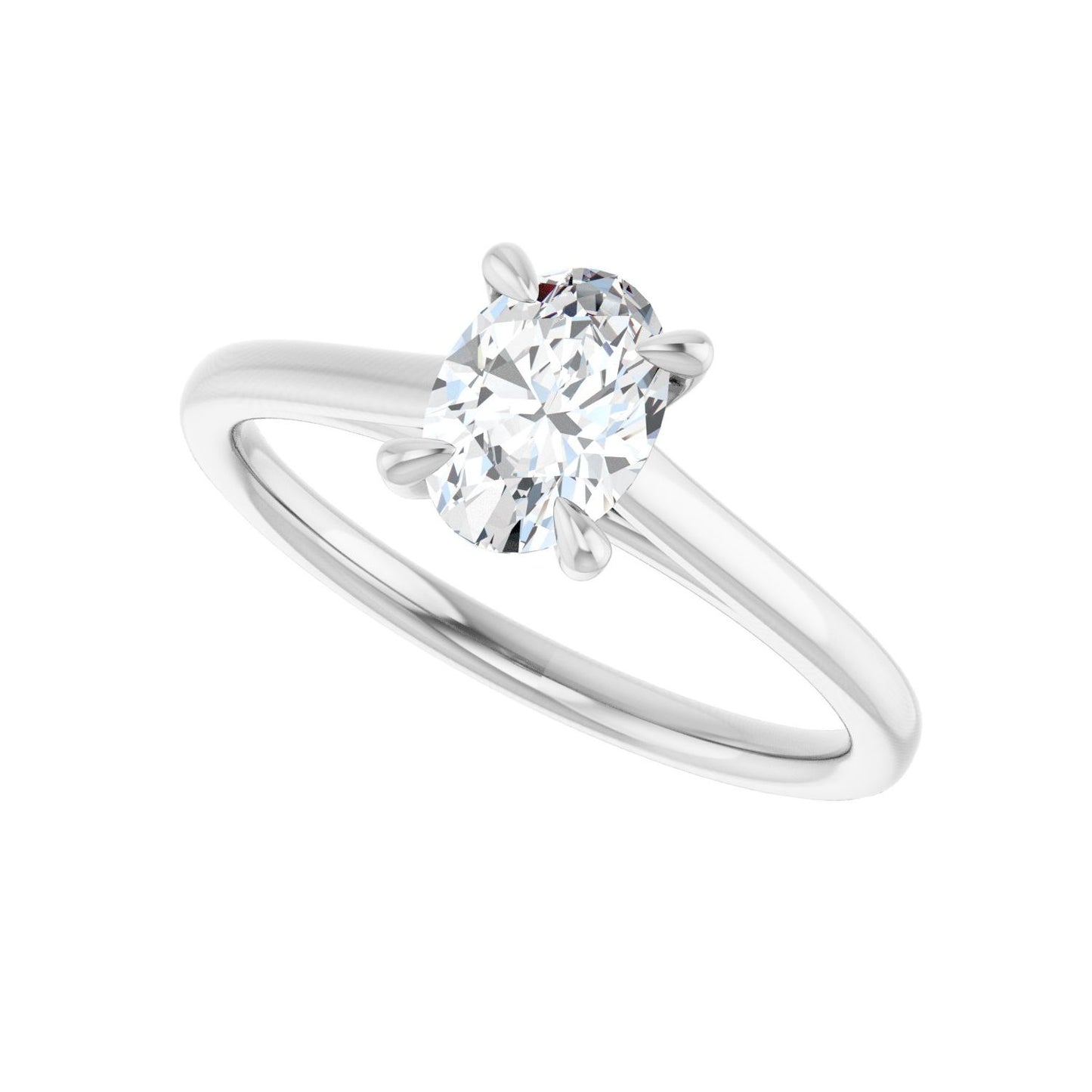 Oval Claw-Prong Solitaire Engagement Ring | Metal Type=14K White Gold | Center Stone Size=1 CT | Image 5