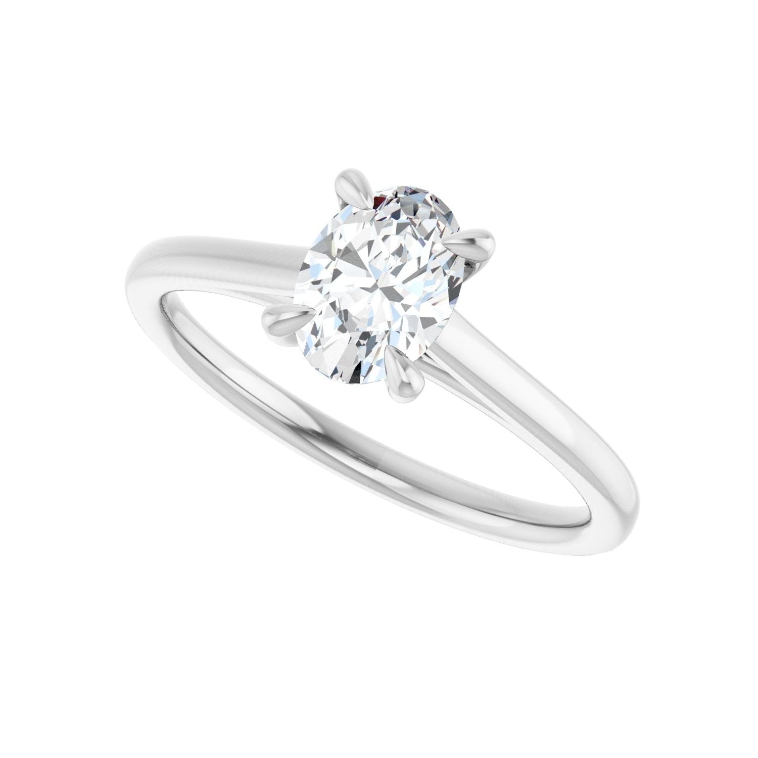 Oval Claw-Prong Solitaire Engagement Ring | Metal Type=14K White Gold | Center Stone Size=1 CT | Image 5