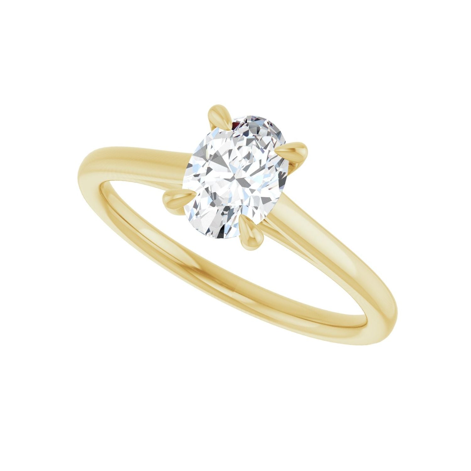Oval Claw-Prong Solitaire Engagement Ring | Metal Type=14K Yellow Gold | Center Stone Size=1 CT | Image 5