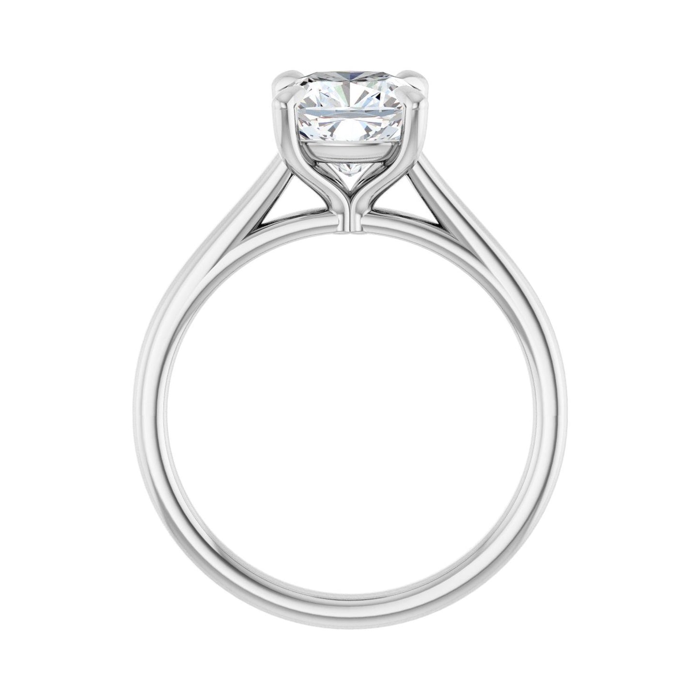 Cushion Claw-Prong Solitaire Engagement Ring | Metal Type=14K White Gold | Center Stone Size=2 CT | Image 2