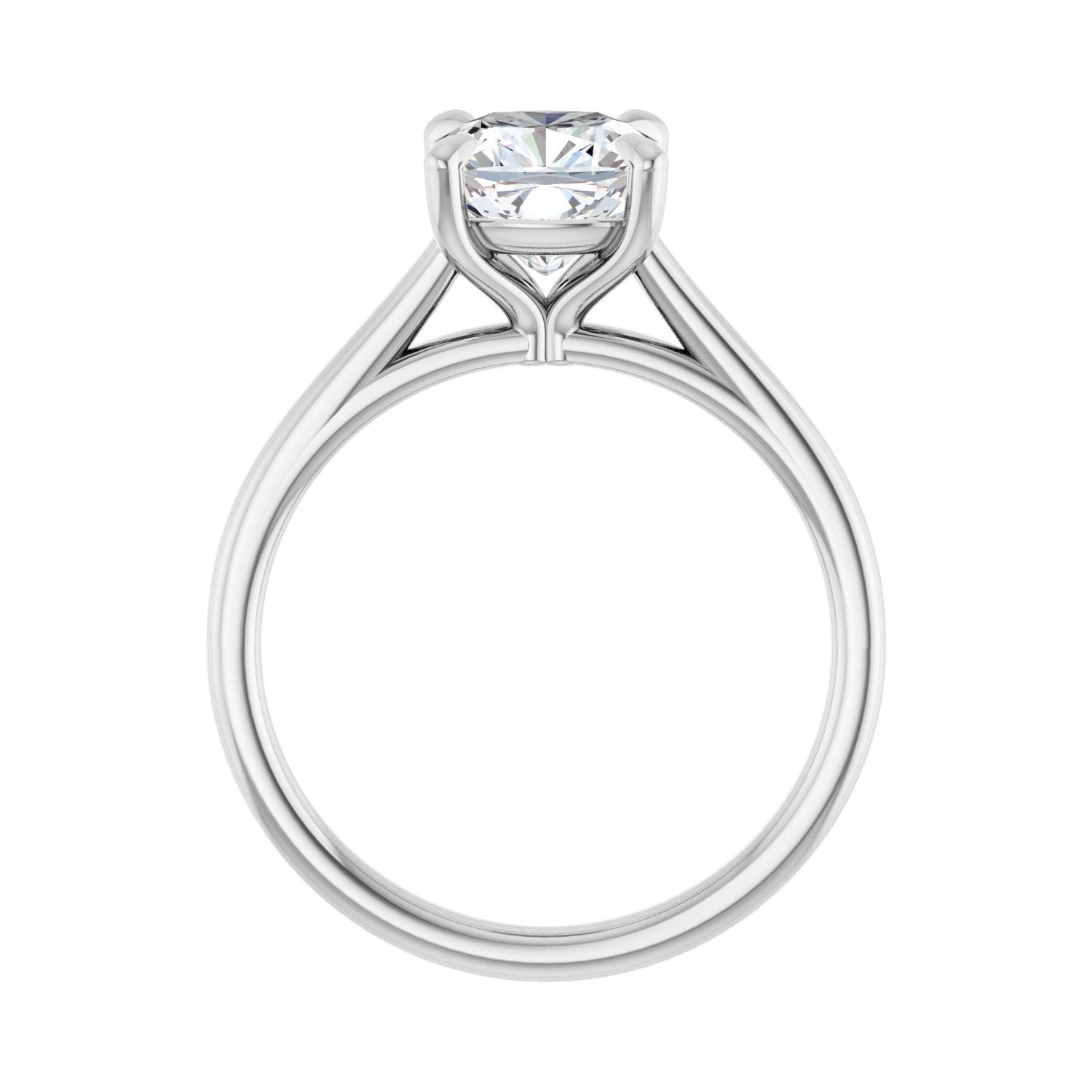 Cushion Claw-Prong Solitaire Engagement Ring | Metal Type=14K White Gold | Center Stone Size=2 CT | Image 2