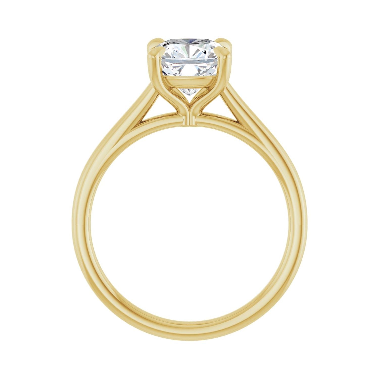 Cushion Claw-Prong Solitaire Engagement Ring | Metal Type=14K Yellow Gold | Center Stone Size=2 CT | Image 2