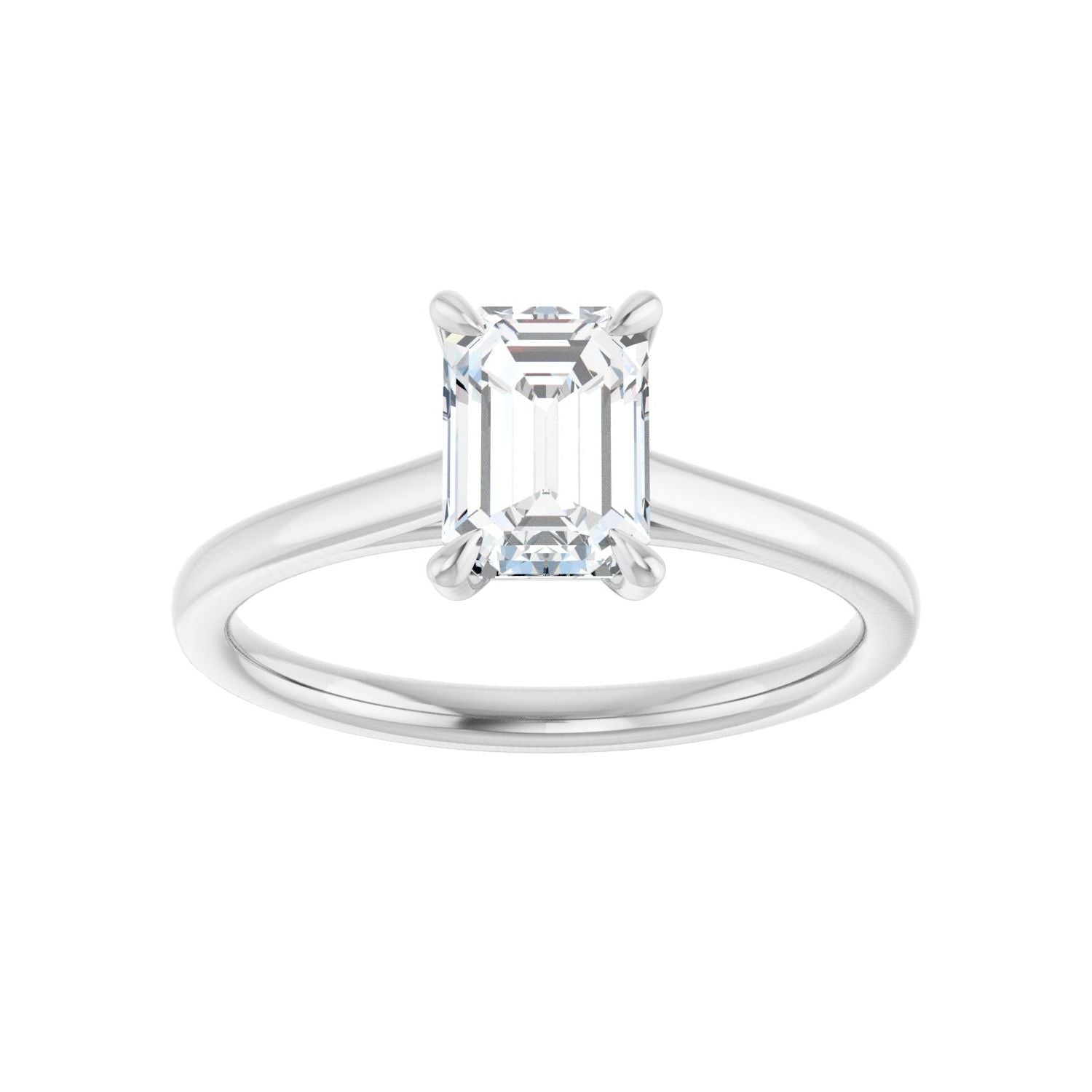 Emerald Claw-Prong Solitaire Engagement Ring | Metal Type=14K White Gold | Center Stone Size=1.5 CT | Image 3