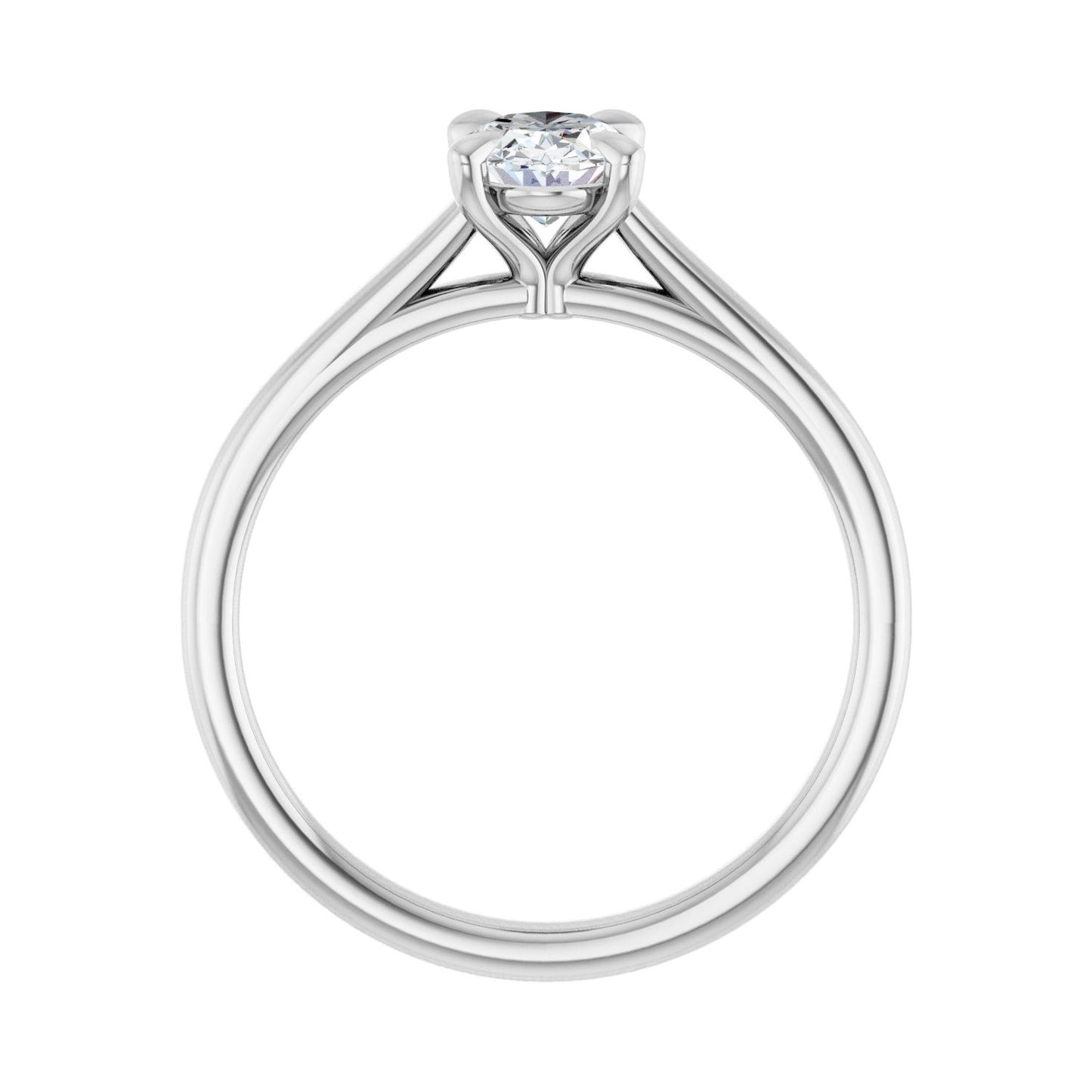 Oval Claw-Prong Solitaire Engagement Ring | Metal Type=14K White Gold | Center Stone Size=1 CT | Image 2