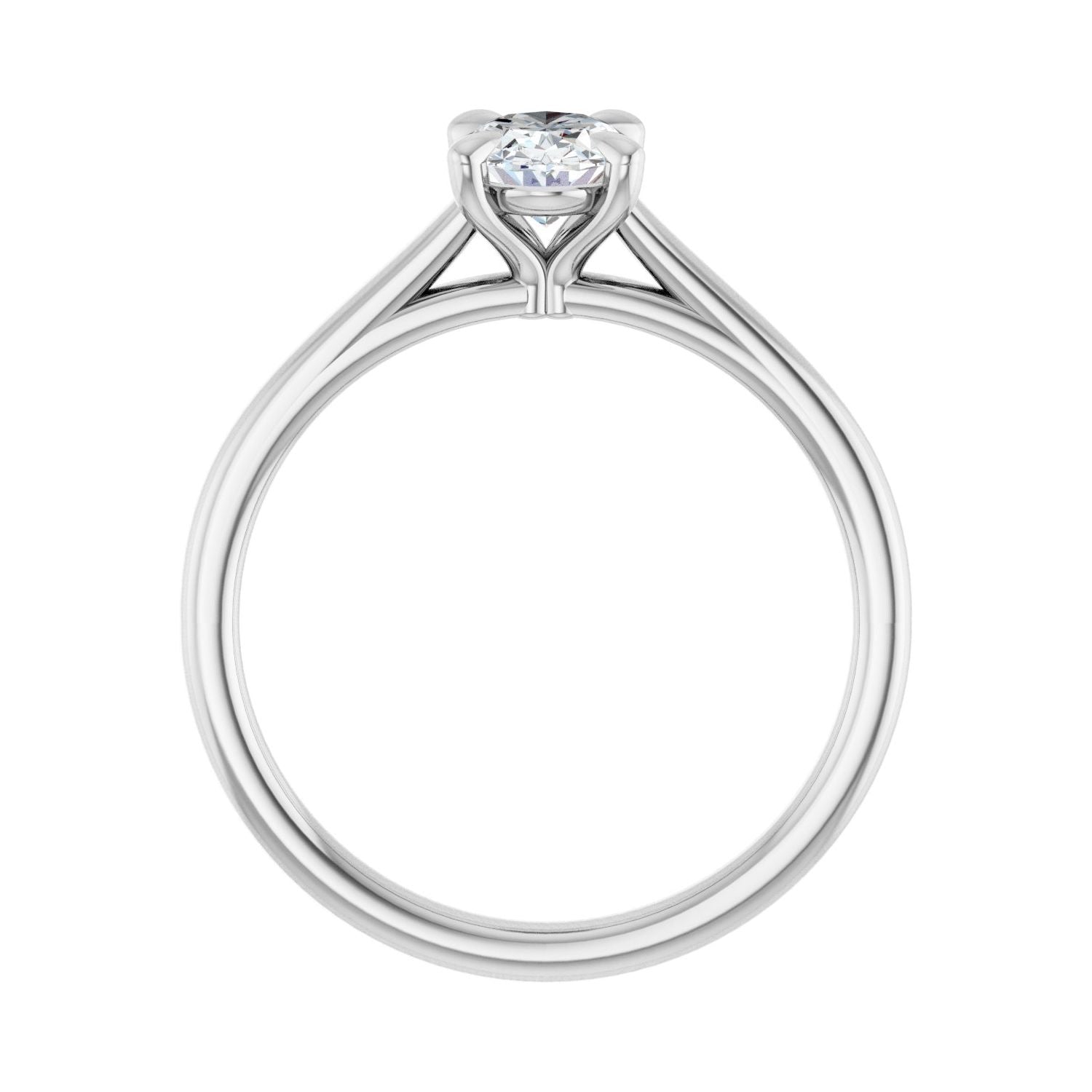Oval Claw-Prong Solitaire Engagement Ring | Metal Type=14K White Gold | Center Stone Size=1 CT | Image 2