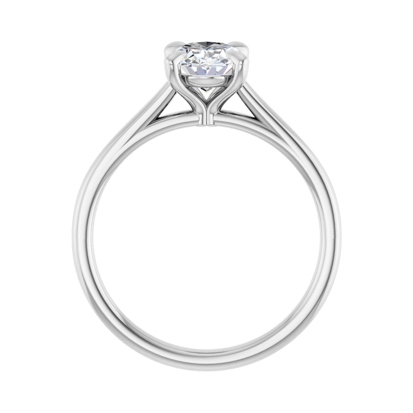 Oval Claw-Prong Solitaire Engagement Ring | Metal Type=14K White Gold | Center Stone Size=1.5 CT | Image 2