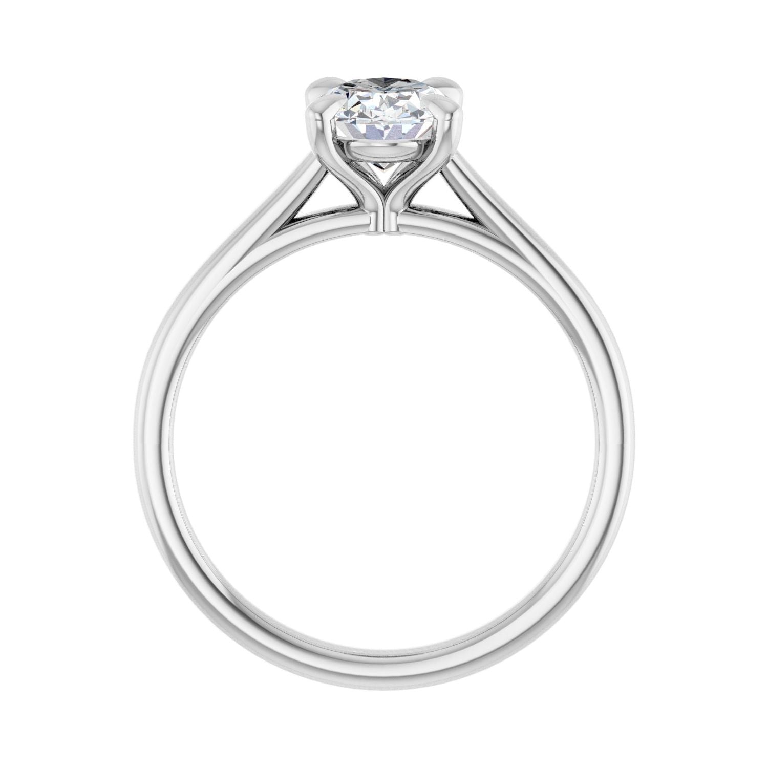 Oval Claw-Prong Solitaire Engagement Ring | Metal Type=14K White Gold | Center Stone Size=1.5 CT | Image 2