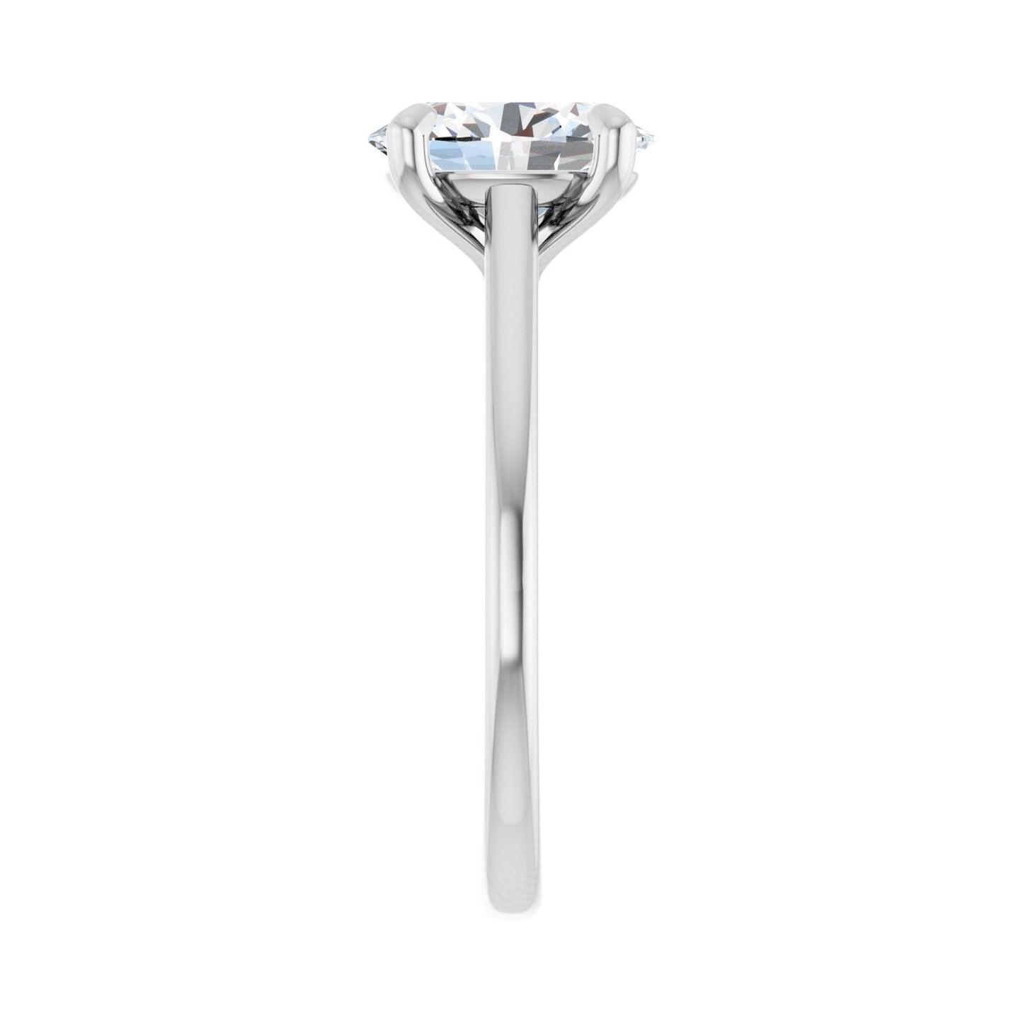 Oval Claw-Prong Solitaire Engagement Ring | Metal Type=14K White Gold | Center Stone Size=2 CT | Image 4
