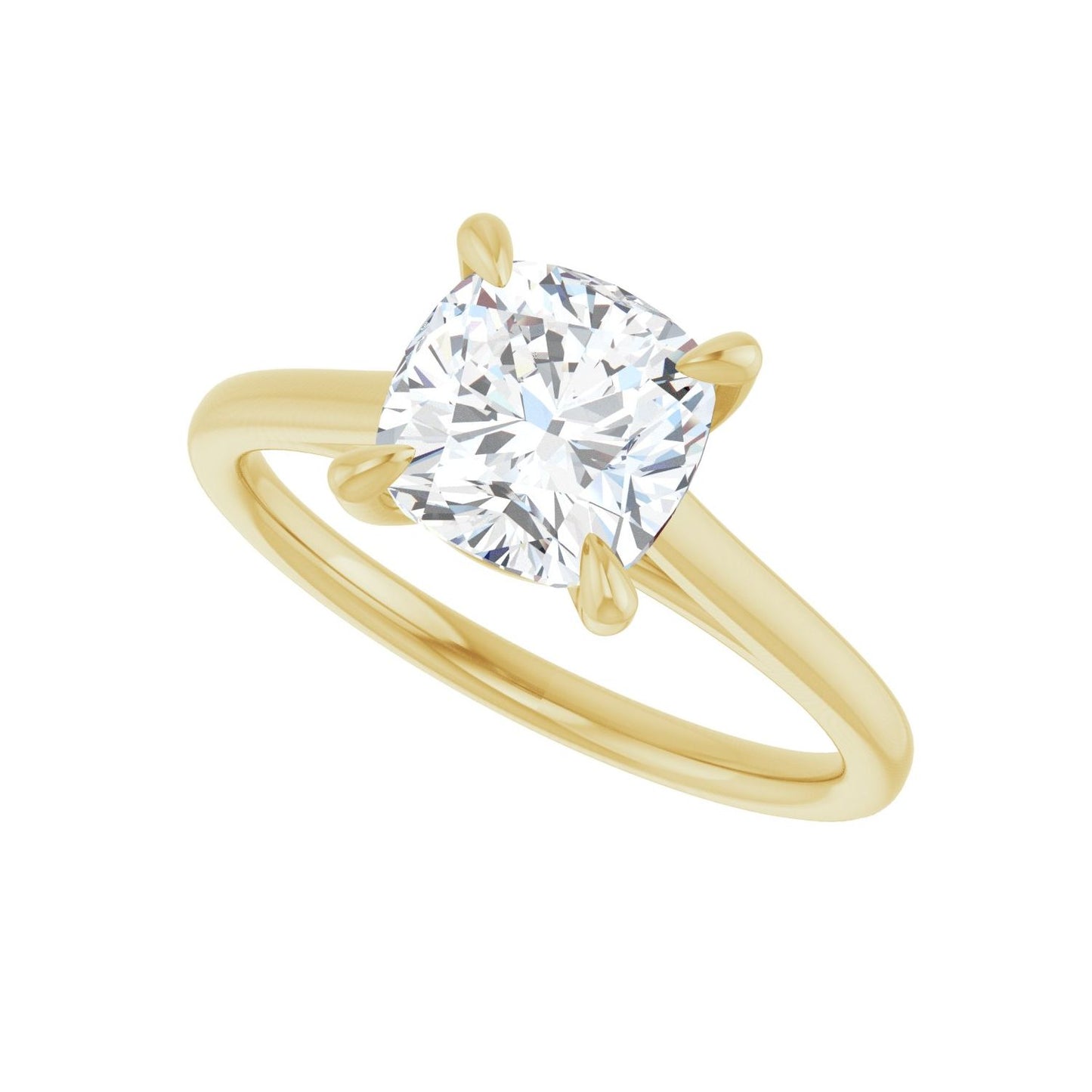 Cushion Claw-Prong Solitaire Engagement Ring | Metal Type=14K Yellow Gold | Center Stone Size=2 CT | Image 5