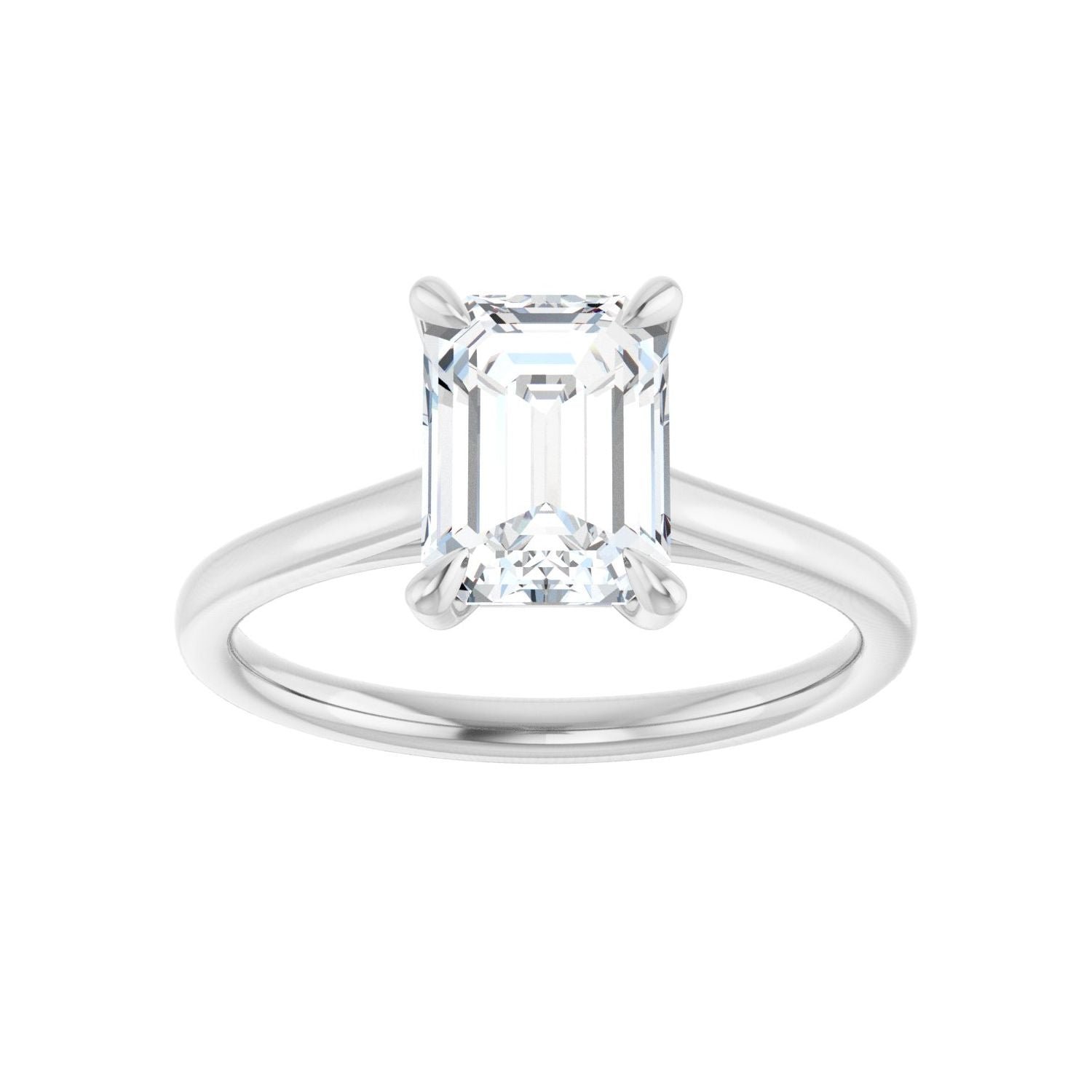 Emerald Claw-Prong Solitaire Engagement Ring | Metal Type=14K White Gold | Center Stone Size=2 CT | Image 3