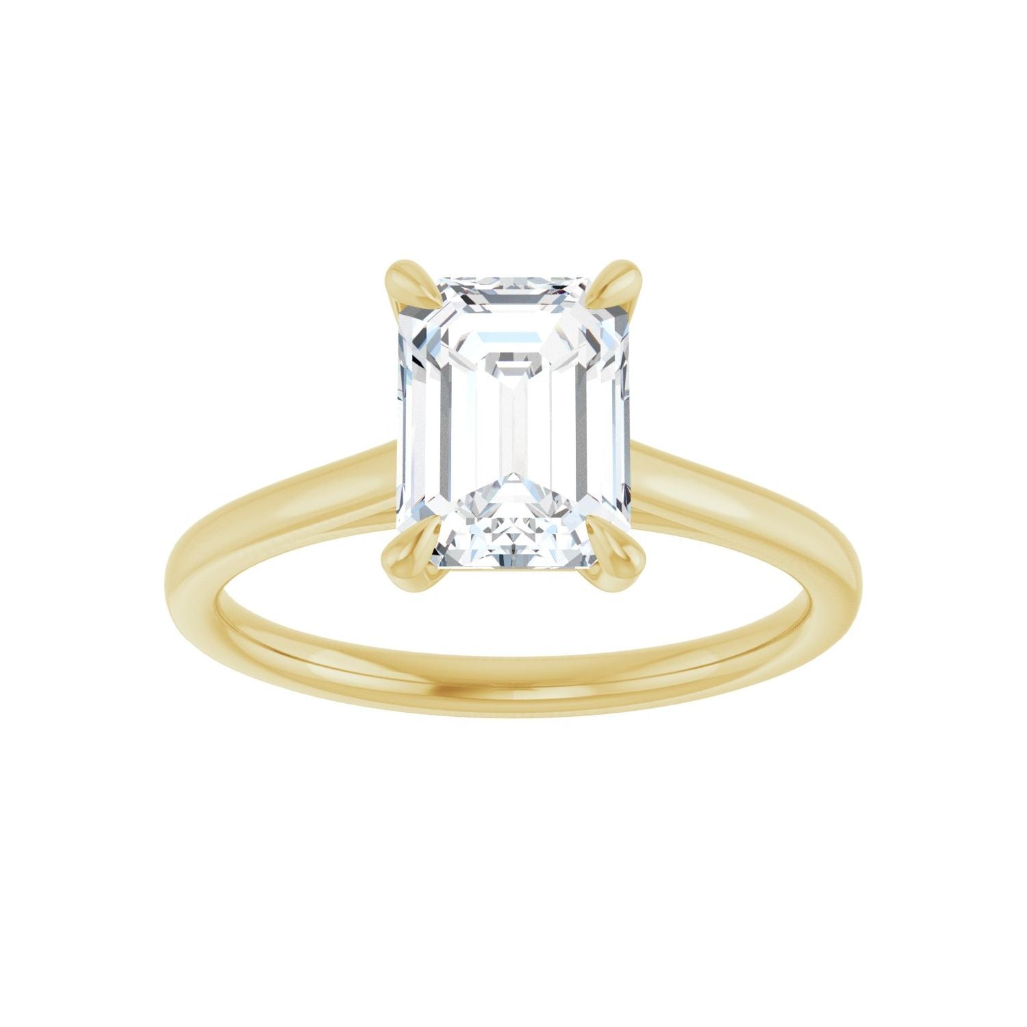 Emerald Claw-Prong Solitaire Engagement Ring | Metal Type=14K Yellow Gold | Center Stone Size=2 CT | Image 3