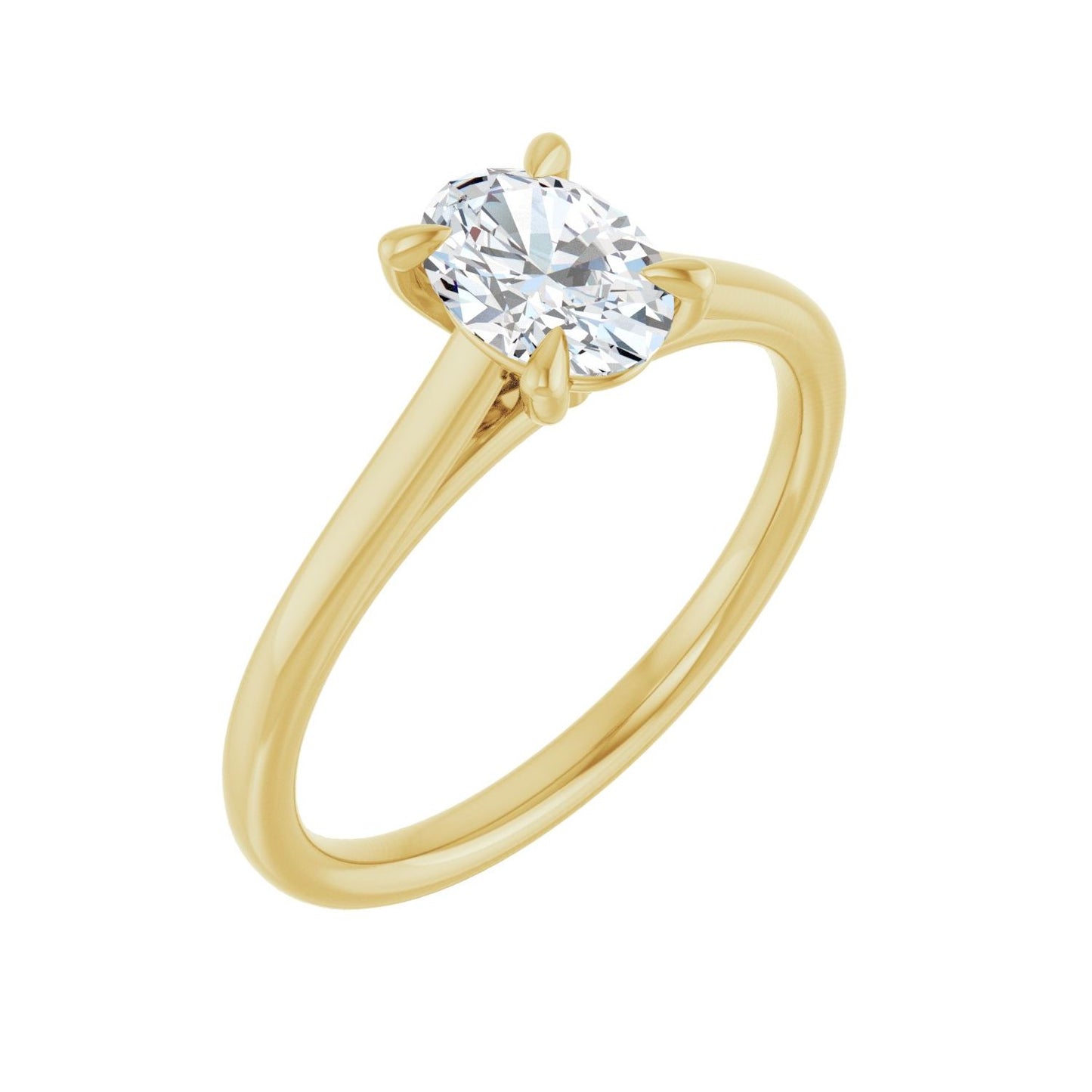 Oval Claw-Prong Solitaire Engagement Ring | Metal Type=14K Yellow Gold | Center Stone Size=1 CT | Image 1
