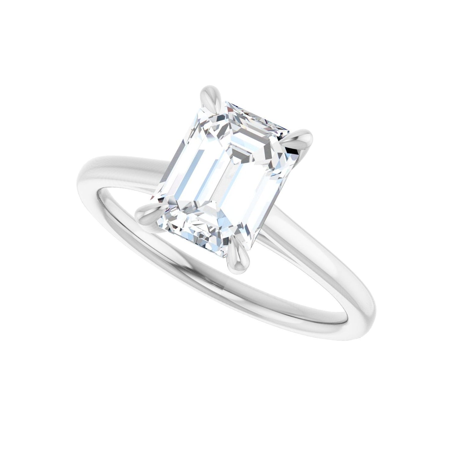 Emerald Claw-Prong Solitaire Engagement Ring | Metal Type=14K White Gold | Center Stone Size=2 CT | Image 5