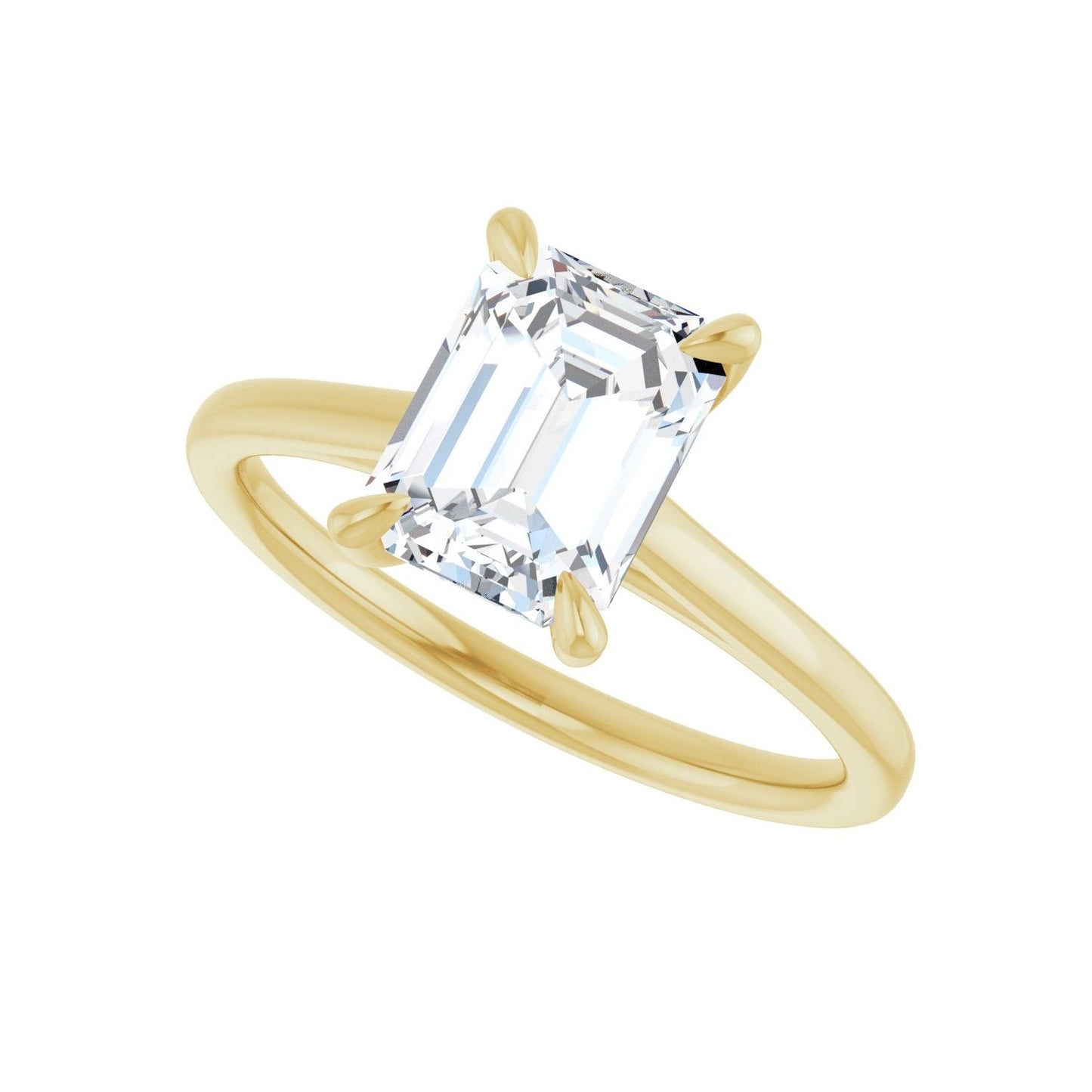 Emerald Claw-Prong Solitaire Engagement Ring | Metal Type=14K Yellow Gold | Center Stone Size=2 CT | Image 5