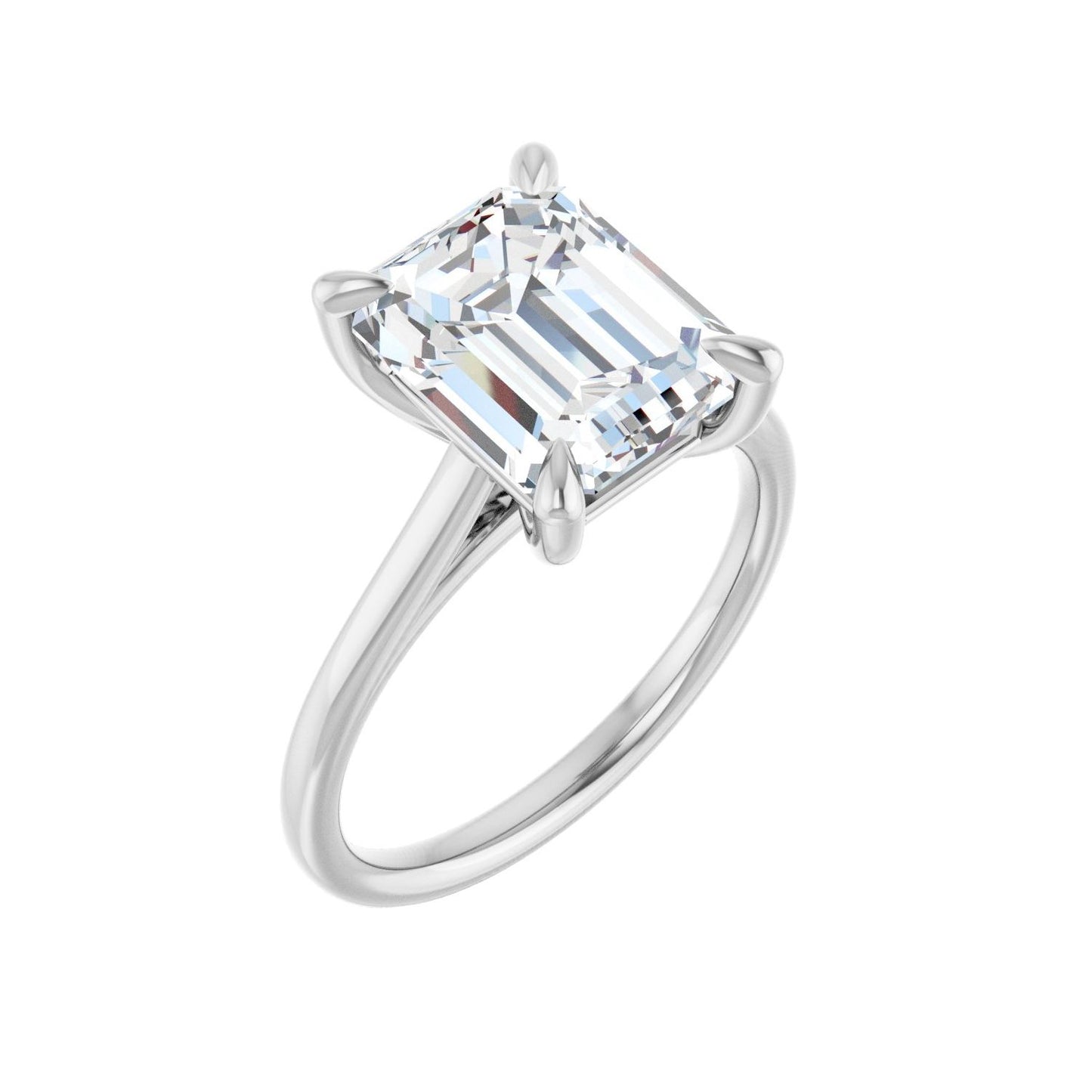 Emerald Claw-Prong Solitaire Engagement Ring | Metal Type=14K White Gold | Center Stone Size=3 CT | Image 1
