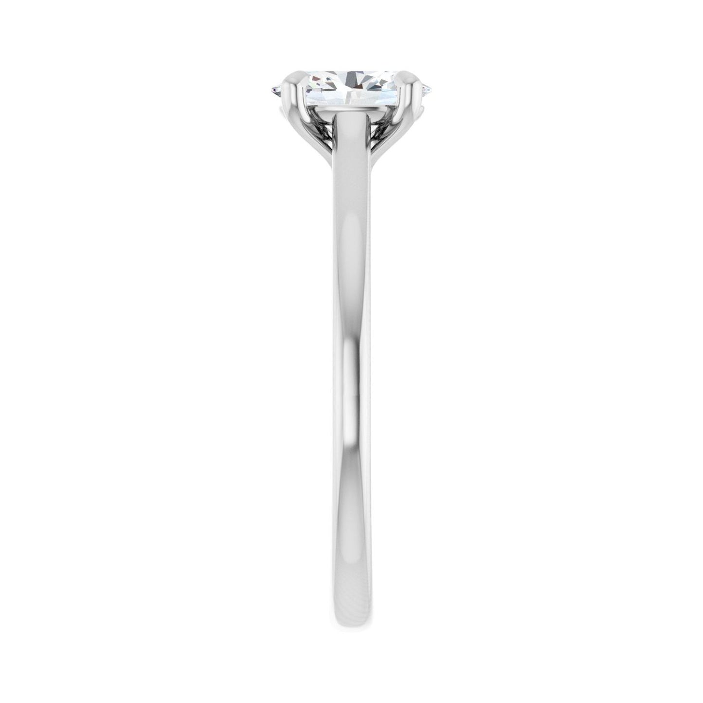 Oval Claw-Prong Solitaire Engagement Ring | Metal Type=14K White Gold | Center Stone Size=1 CT | Image 4