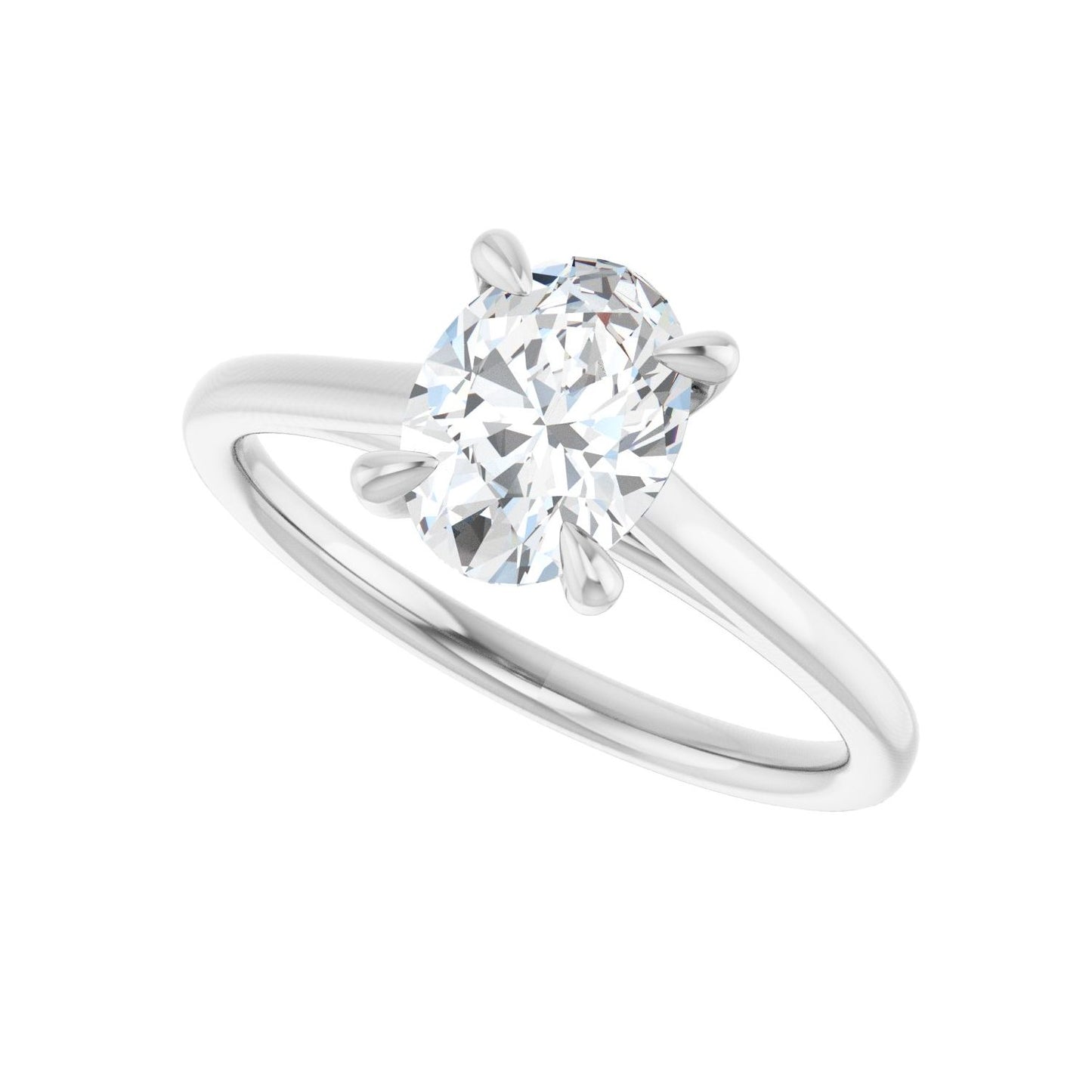 Oval Claw-Prong Solitaire Engagement Ring | Metal Type=14K White Gold | Center Stone Size=1.5 CT | Image 5