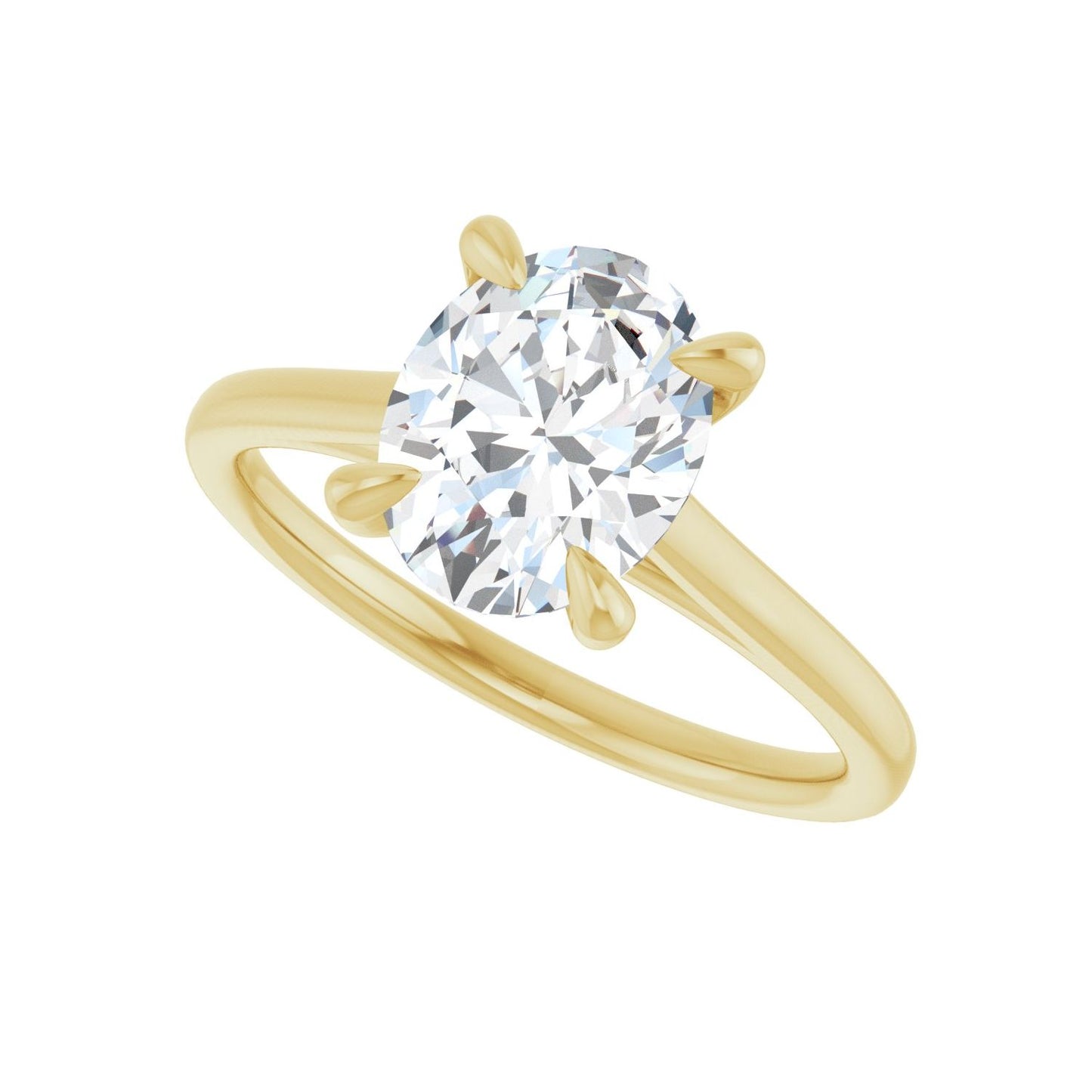 Oval Claw-Prong Solitaire Engagement Ring | Metal Type=14K Yellow Gold | Center Stone Size=2 CT | Image 5