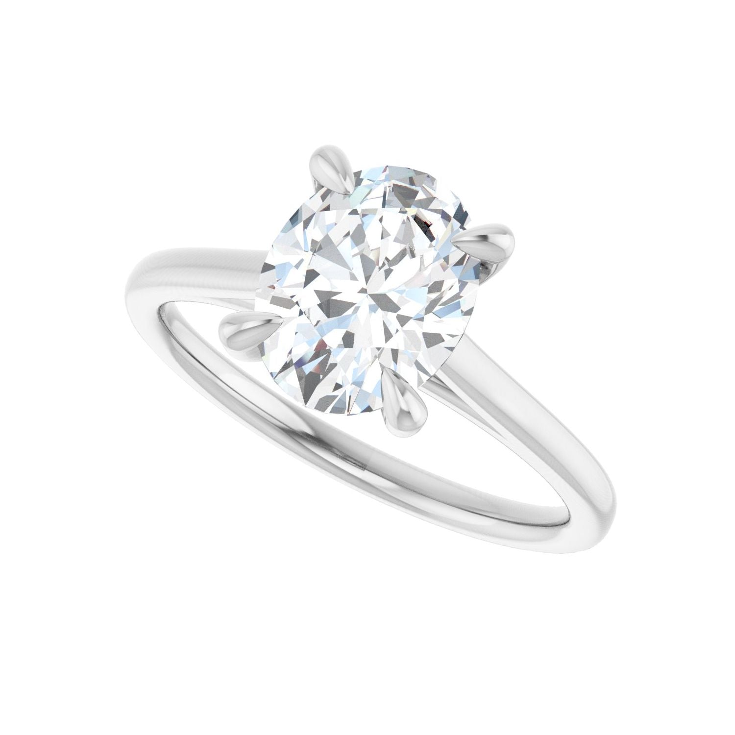 Oval Claw-Prong Solitaire Engagement Ring | Metal Type=14K White Gold | Center Stone Size=2 CT | Image 5