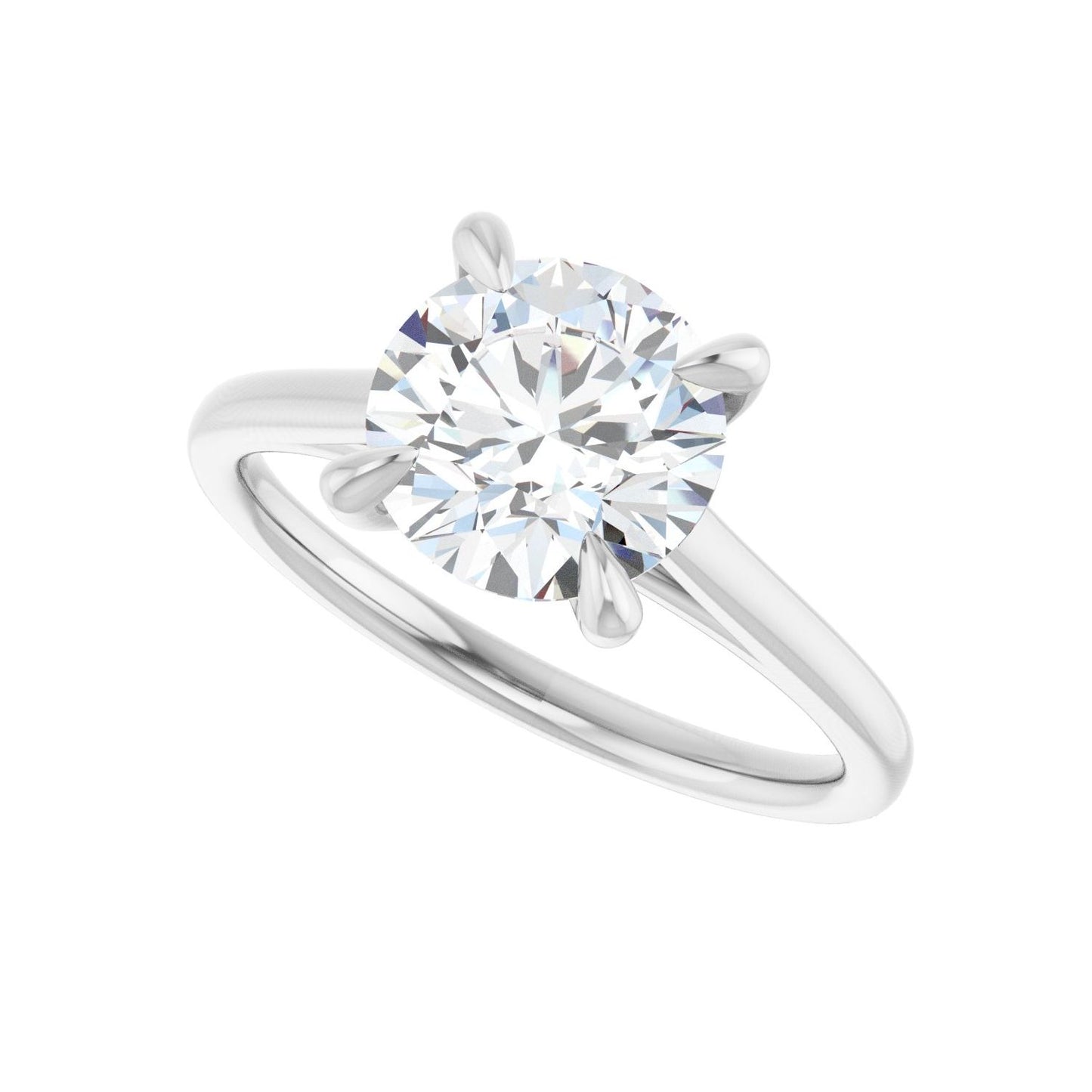 Round Claw-Prong Solitaire Engagement Ring | Metal Type=14K White Gold | Center Stone Size=2 CT | Image 5