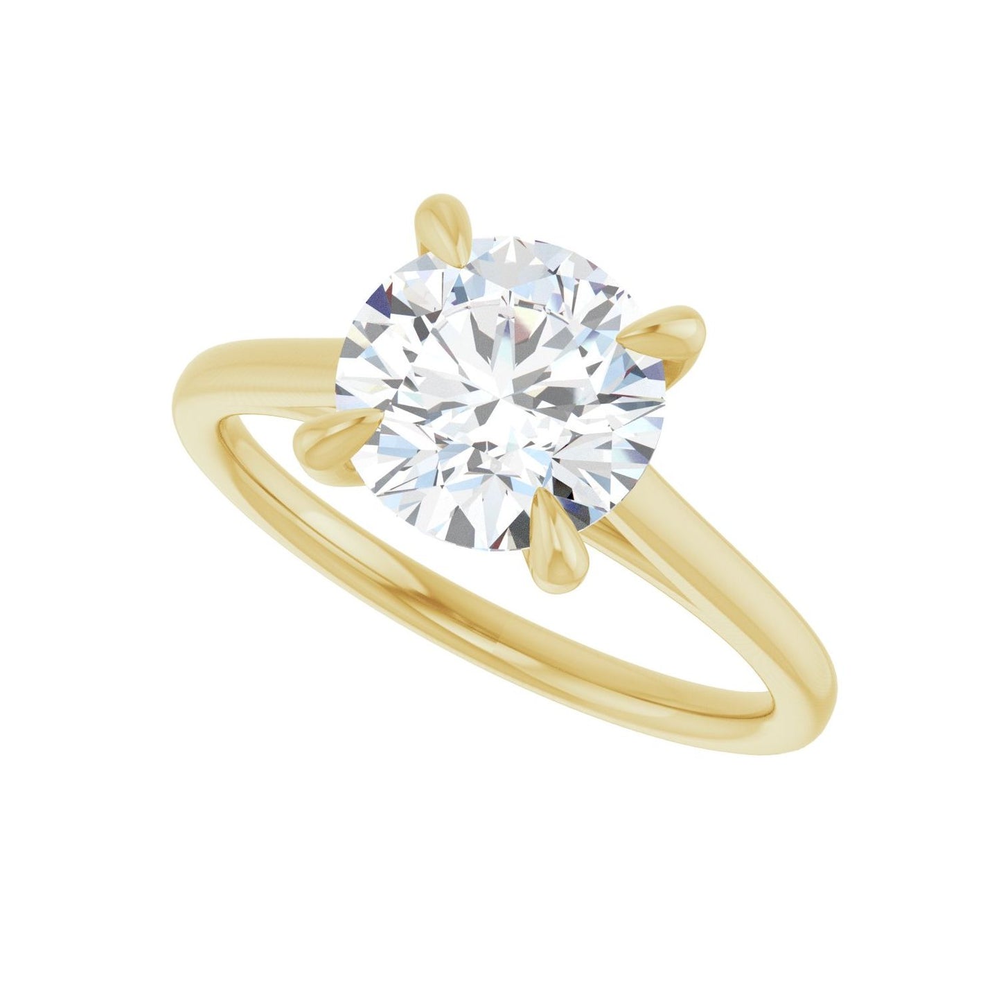 Round Claw-Prong Solitaire Engagement Ring | Metal Type=14K Yellow Gold | Center Stone Size=2 CT | Image 5