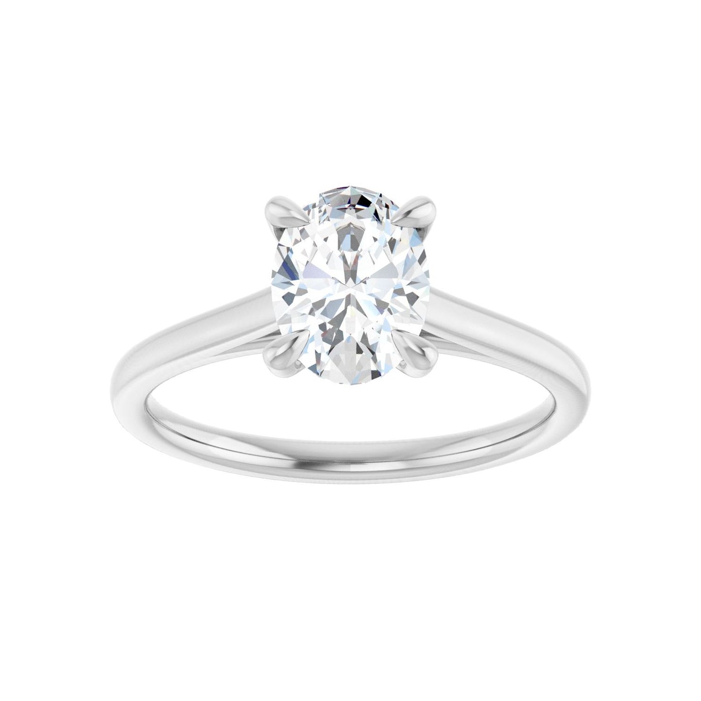 Oval Claw-Prong Solitaire Engagement Ring | Metal Type=14K White Gold | Center Stone Size=1.5 CT | Image 3