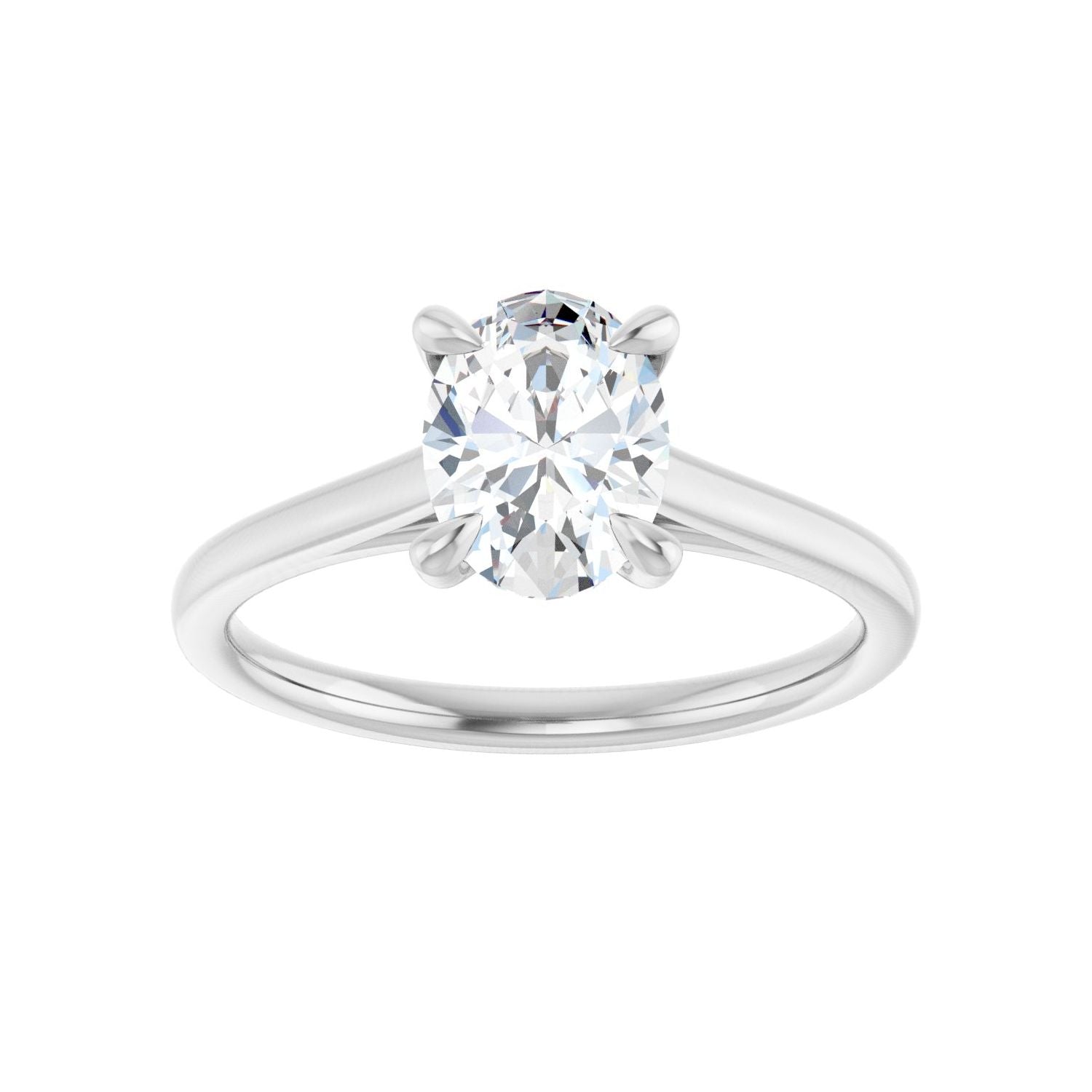 Oval Claw-Prong Solitaire Engagement Ring | Metal Type=14K White Gold | Center Stone Size=1.5 CT | Image 3