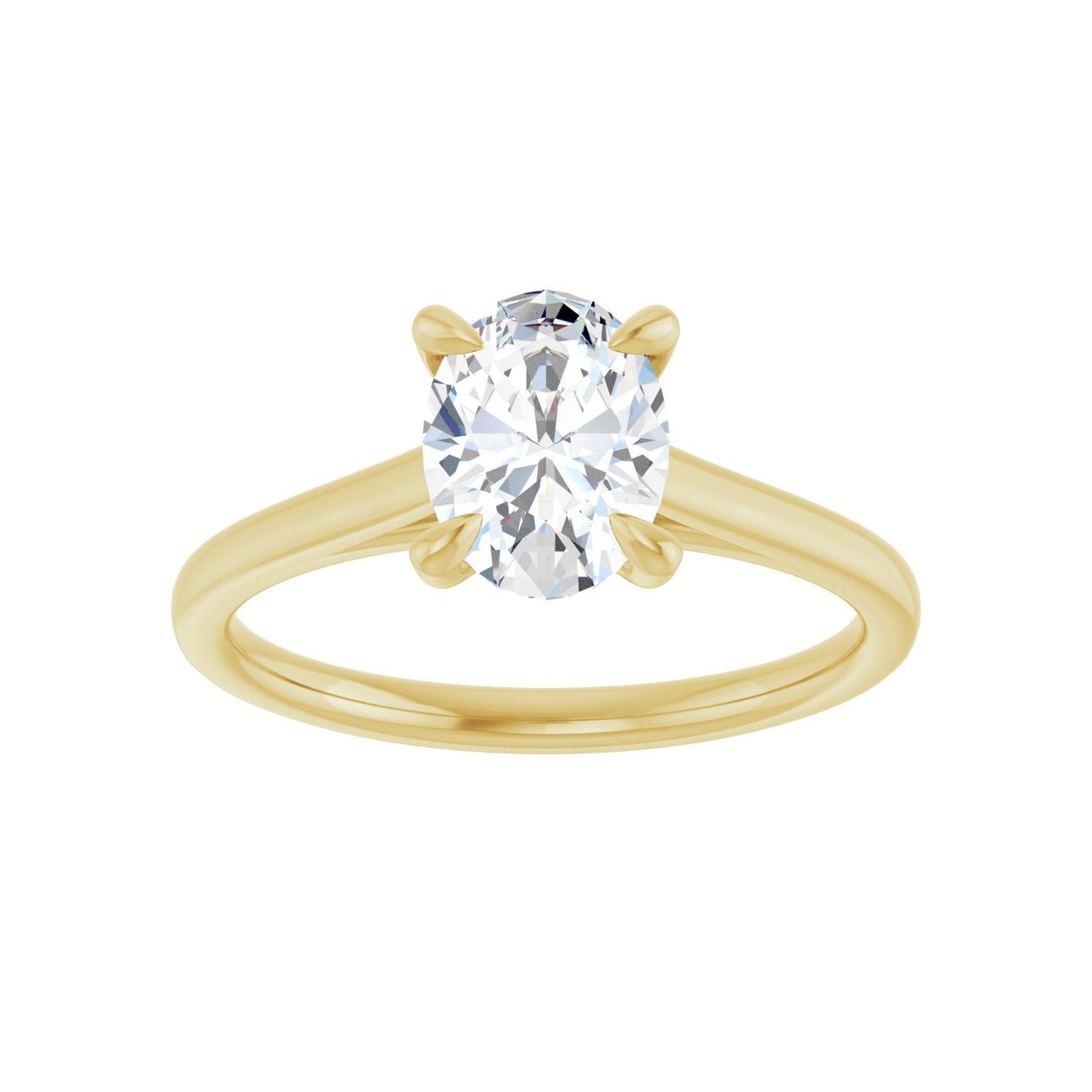 Oval Claw-Prong Solitaire Engagement Ring | Metal Type=14K Yellow Gold | Center Stone Size=1.5 CT | Image 3