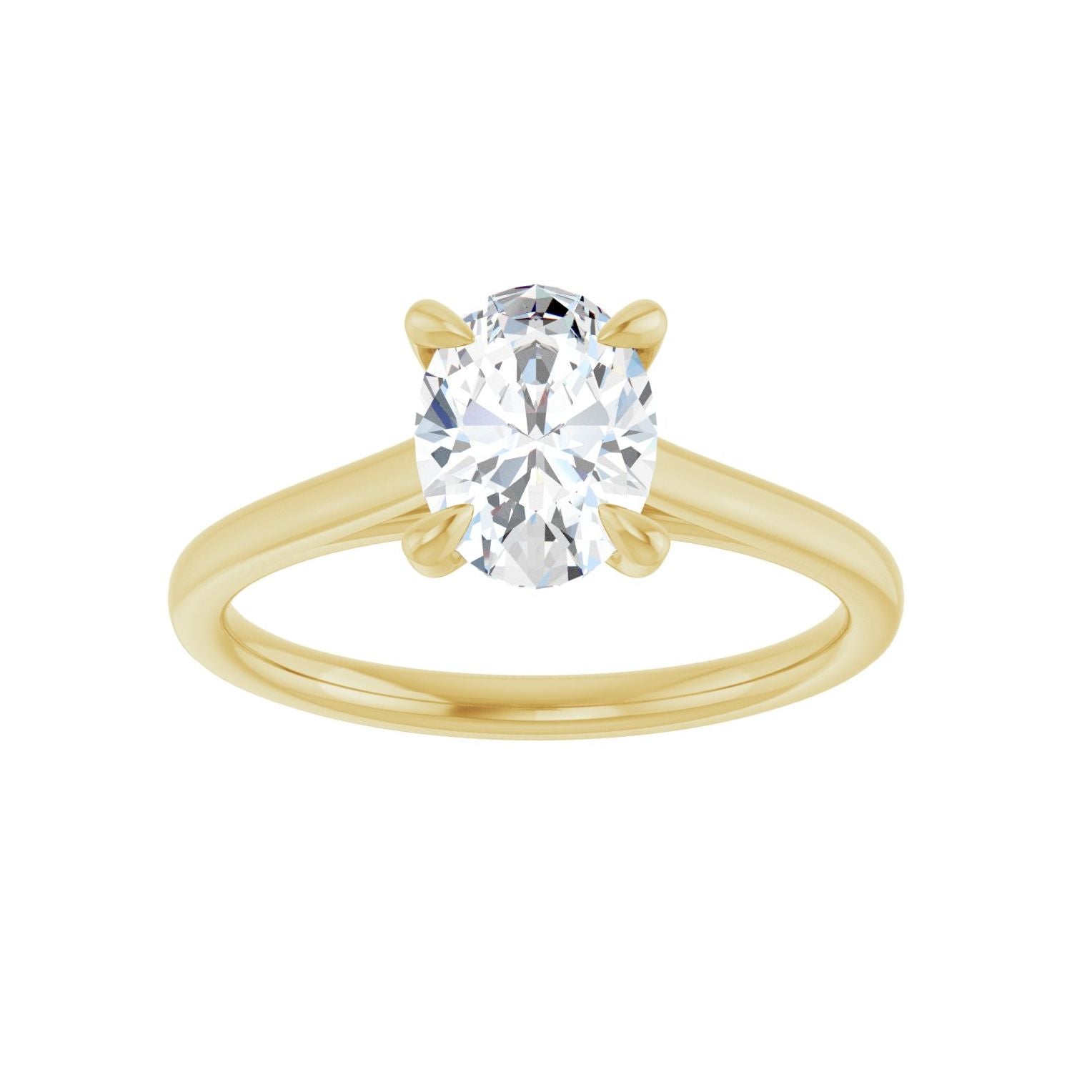 Oval Claw-Prong Solitaire Engagement Ring | Metal Type=14K Yellow Gold | Center Stone Size=1.5 CT | Image 3
