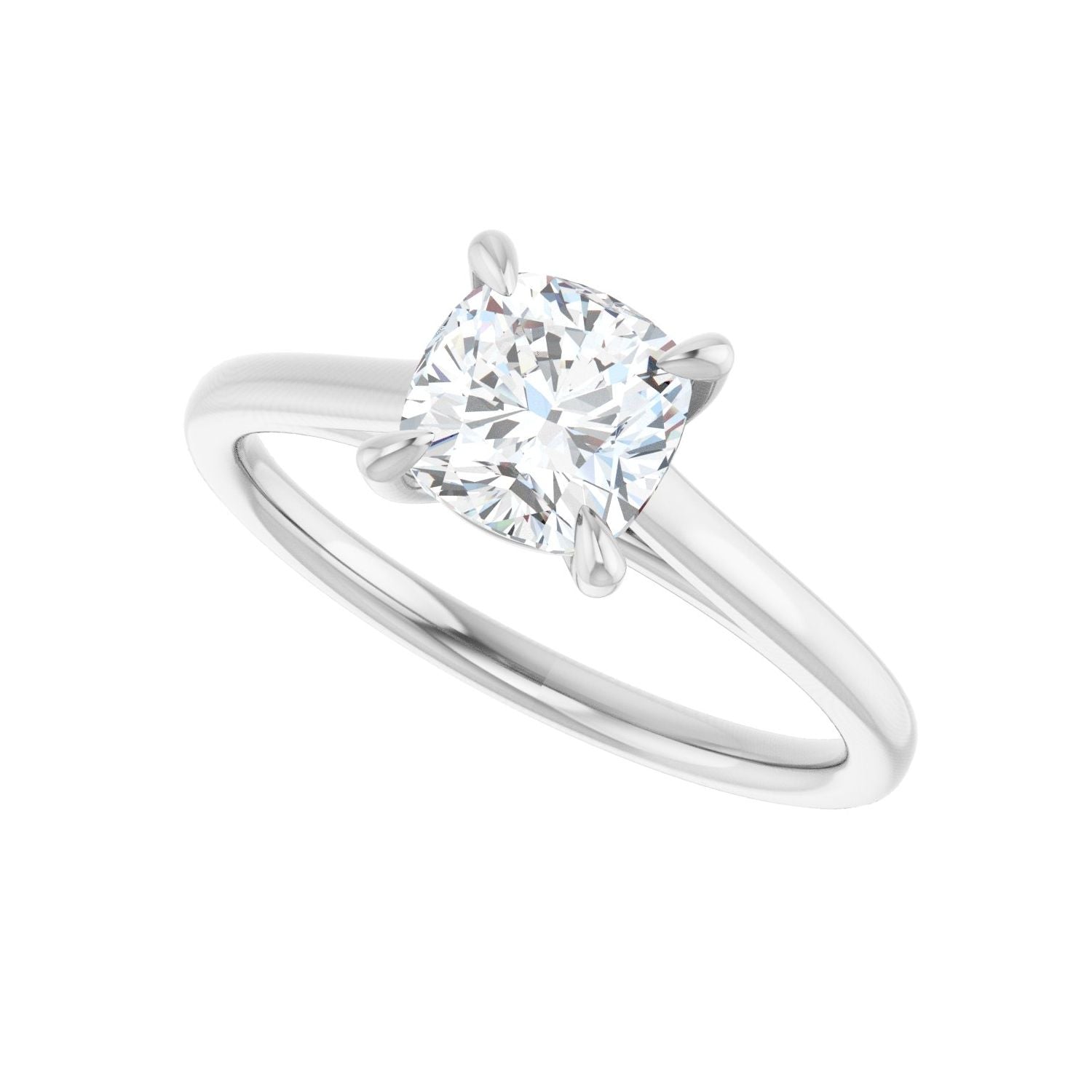 Cushion Claw-Prong Solitaire Engagement Ring | Metal Type=14K White Gold | Center Stone Size=1 CT | Image 5