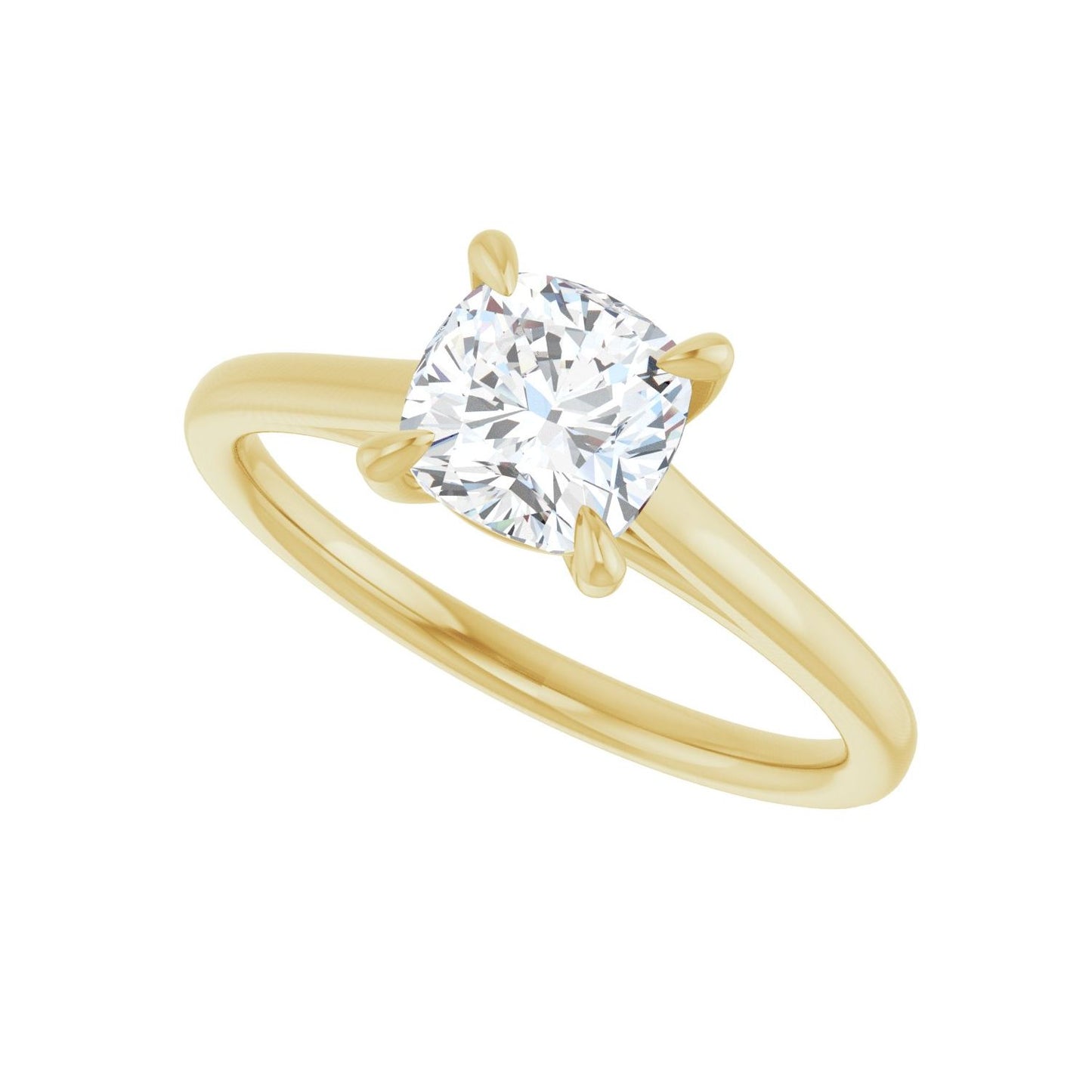 Cushion Claw-Prong Solitaire Engagement Ring | Metal Type=14K Yellow Gold | Center Stone Size=1 CT | Image 5
