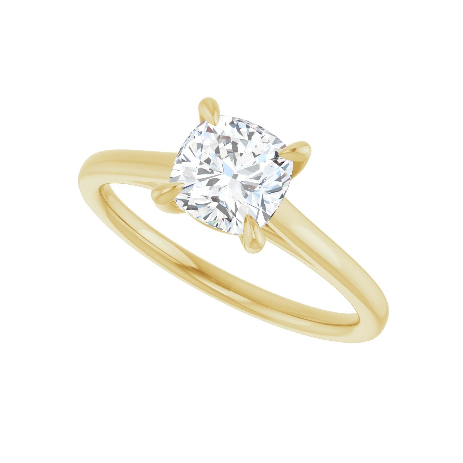 Cushion Claw-Prong Solitaire Engagement Ring | Metal Type=14K Yellow Gold | Center Stone Size=1 CT | Image 5