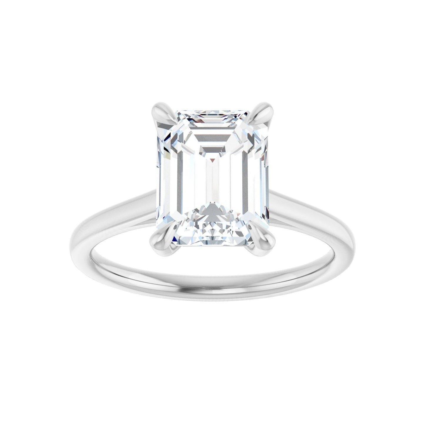 Emerald Claw-Prong Solitaire Engagement Ring | Metal Type=14K White Gold | Center Stone Size=2.5 CT | Image 3