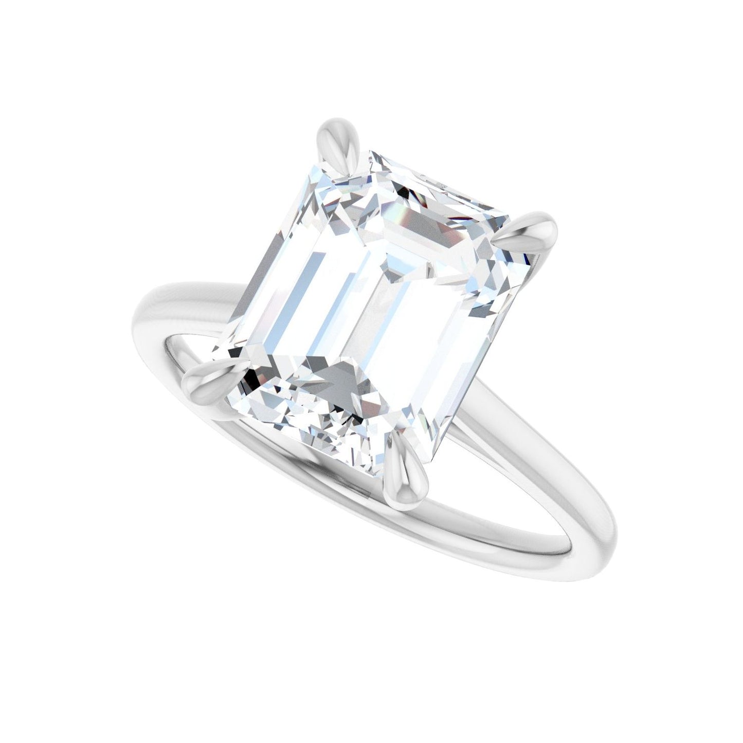 Emerald Claw-Prong Solitaire Engagement Ring | Metal Type=14K White Gold | Center Stone Size=3 CT | Image 5