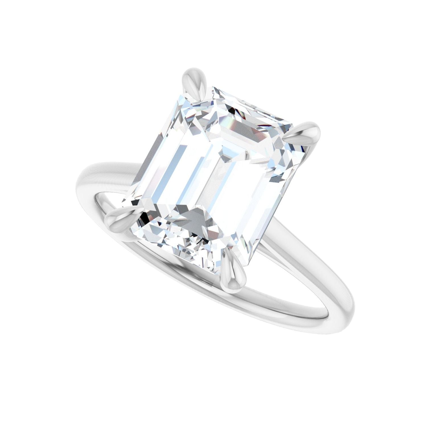 Emerald Claw-Prong Solitaire Engagement Ring | Metal Type=14K White Gold | Center Stone Size=3 CT | Image 5